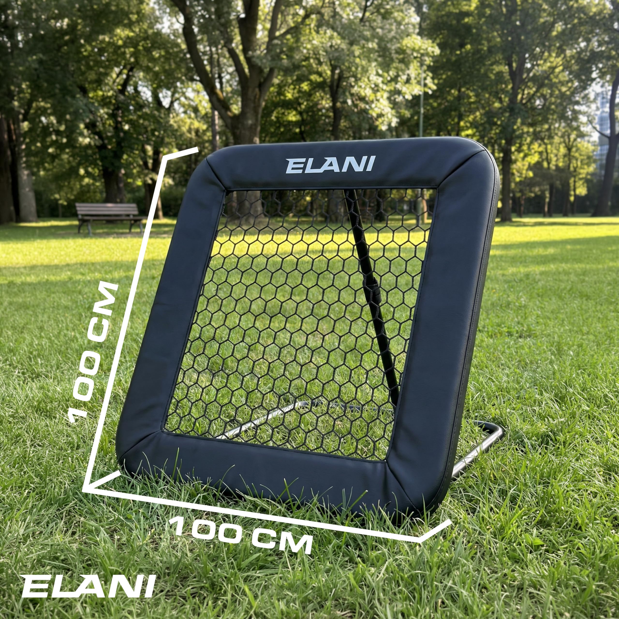 ELANI - Rebounder für Fußball mit Schutzrand & Heringen für sicheren Stand - Fussball Rebounder mit stabilem Rahmen - Tornetz - auch für Handball & Volleyball - Fußball