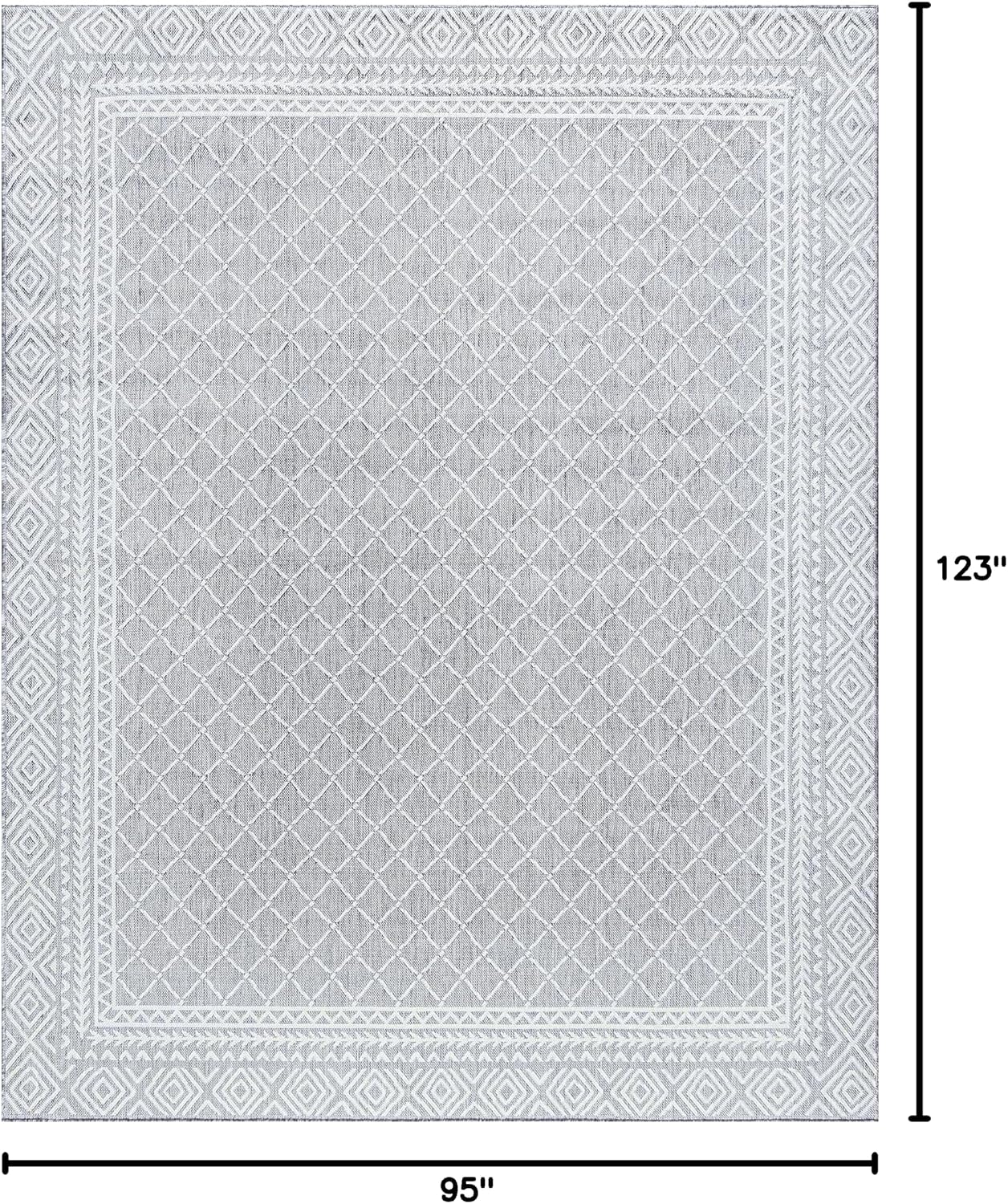 Eileen Gray Water Resistant Large 8x10 Indoor Outdoor Rug | Outdoor Rugs for Patios, Deck, Porch, Entry, Entryway | Outside Area Rug | Outdoor Patio Rug