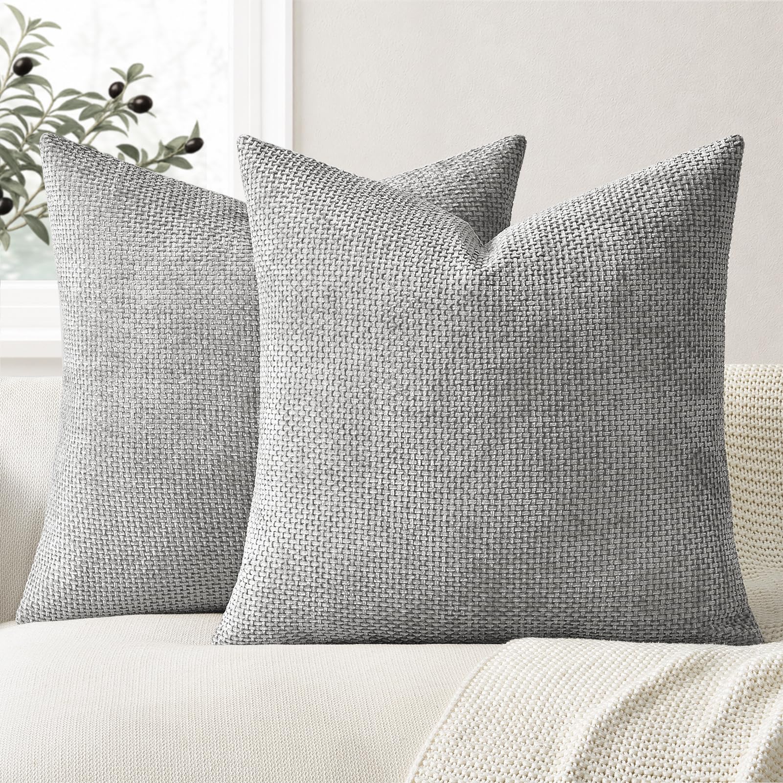 Topfinel 2-teiliger Kissenbezug aus weichem Chenille, dekorativer Kissenbezug für Sofa mit verstecktem Reißverschluss