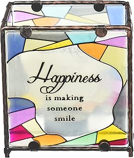 Shine on Me by Pavilion Glass Candle Holder, Happiness Sentiment, 4 by 4-Inch