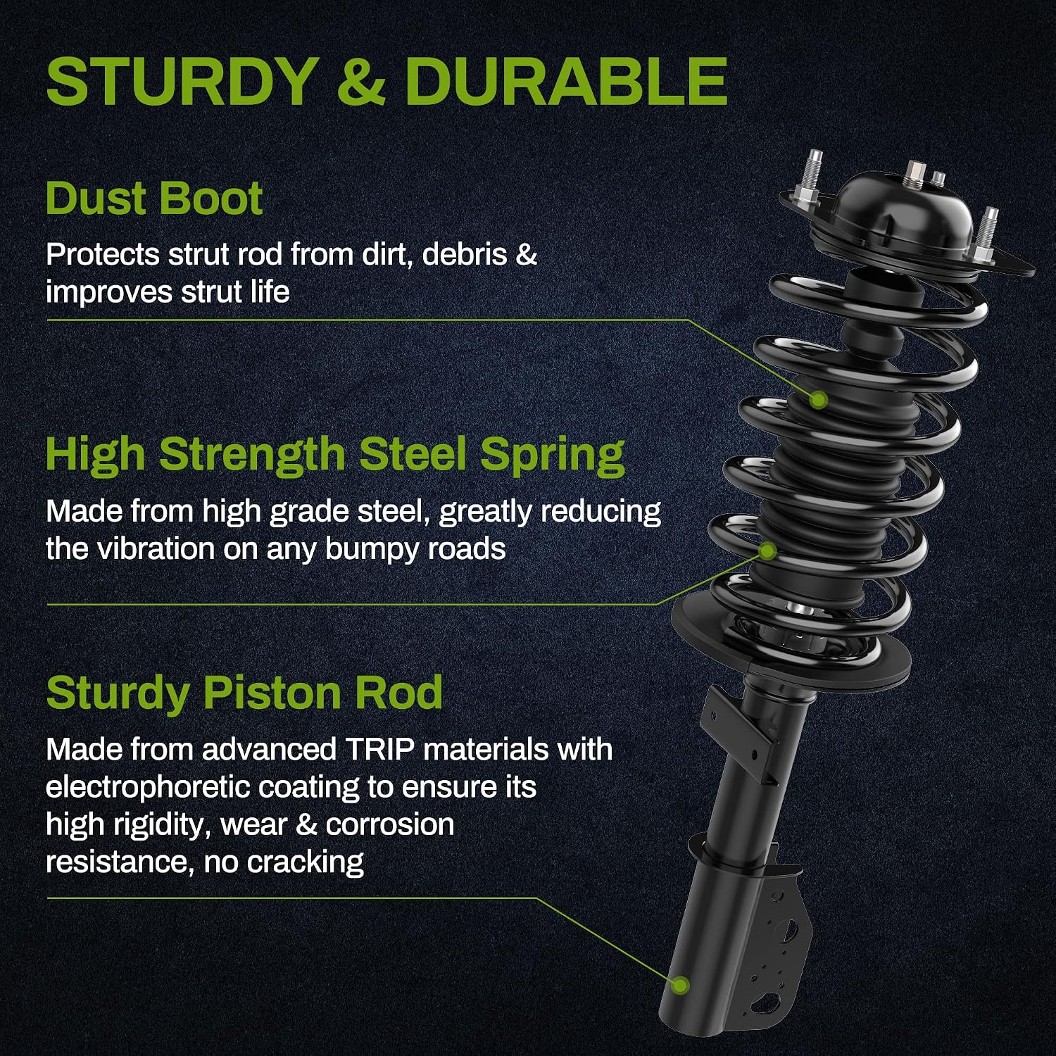 AUTOSAVER88 Front & Rear Pair Complete Strut Assembly Shock Absorber Compatible with 2008-2016 Buick Enclave, 2009-2016 Chevy Traverse, 2007-2016 GMC Acadia, 2007-2010 Saturn Outlook