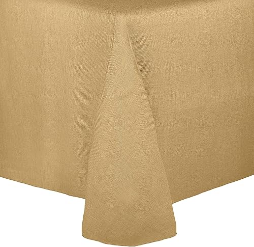 ULTIMATE TEXTILE Mantel ovalado Havana de arpillera sintética, 52 x 70 pulgadas, tejido de cesta, color marrón camello