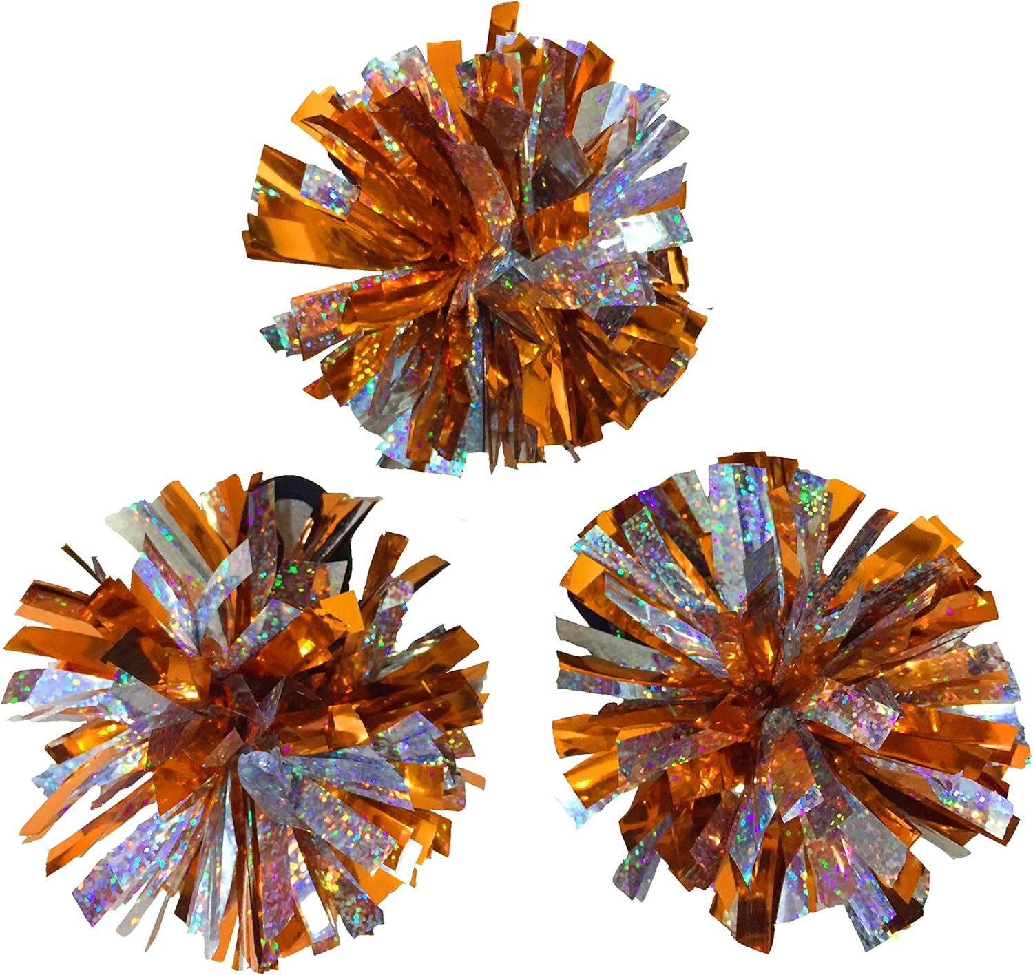 3のセット、ウェアラブル2色2 "メタリックPom Pomsのチアリーディング、チームSpirit、パーティー衣装、ポニーテ