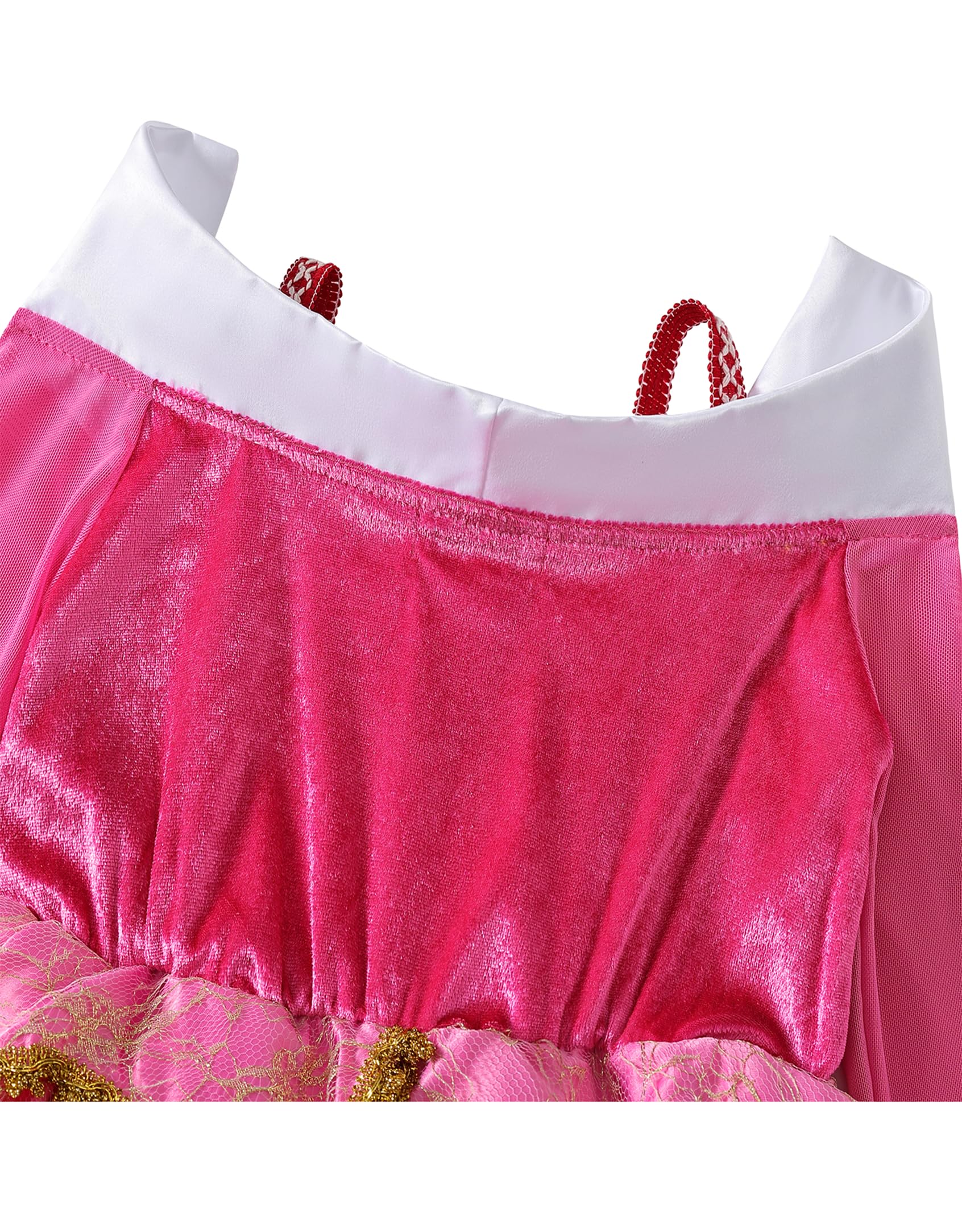 Aoiviss Disfraz de Princesa Rosa para Niña Vestido de Princesa de Encaje Disfraz de Fiesta Cumpleaños con Accesorios 110