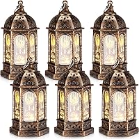 Vista 8 de Threan 6 faroles de Ramadán con luces LED mini Eid Mubarak, decoraciones de Ramadán para el hogar, mesa, pared, centros de mesa y decoración