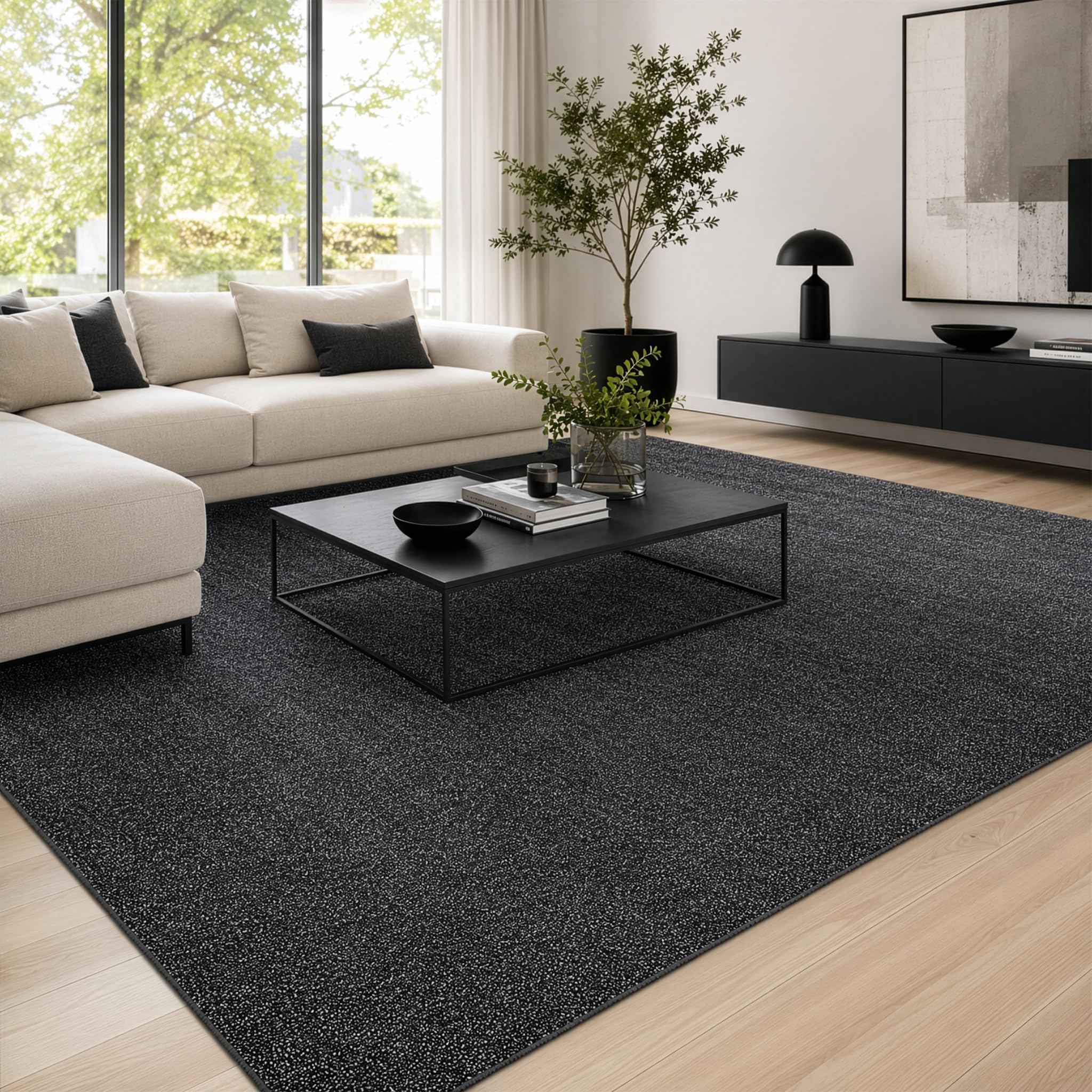 Floordirekt Teppich London | Wohnteppich oder Läufer für Küche, Flur und Wohnraum | Strapazierfähig & pflegeleicht | 11 Farben & viele Größen (200 x 200 cm, Anthrazit 77)