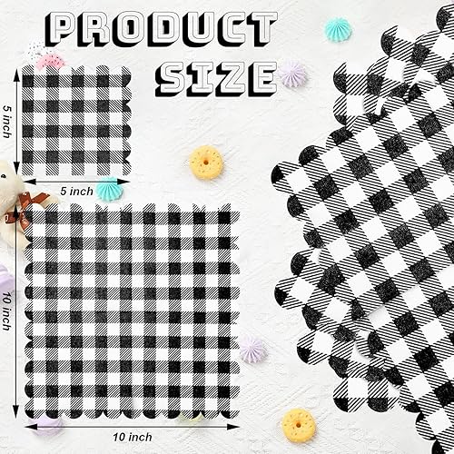 Vista 14 de Seajan 100 servilletas a cuadros desechables con borde festoneado, diseño a cuadros para bodas, fiestas de cumpleaños, cenas, bebidas y decoraciones