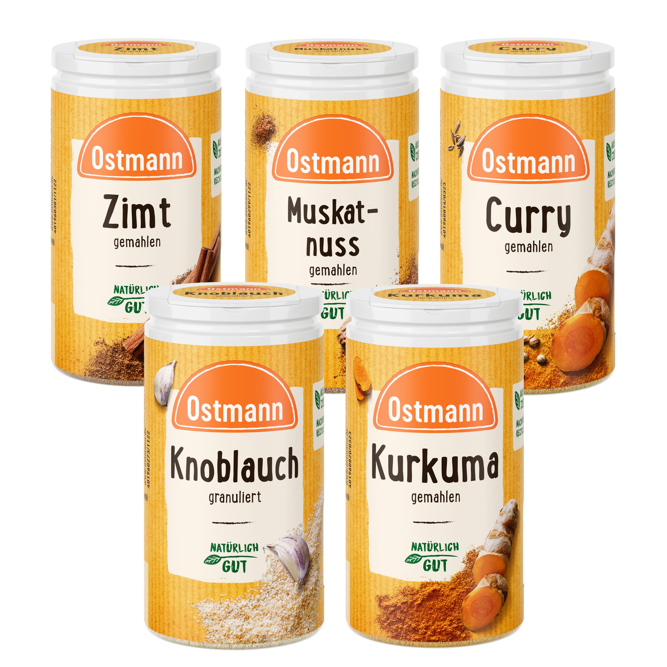 Ostmann Gewürze - gefülltes Gewürzregal mit 21 Gewürzdosen | Set aus Gewürze, Kräuter, Gewürzmischungen | zum Aufhängen | für die Schranktür | Menge: 1 Stück