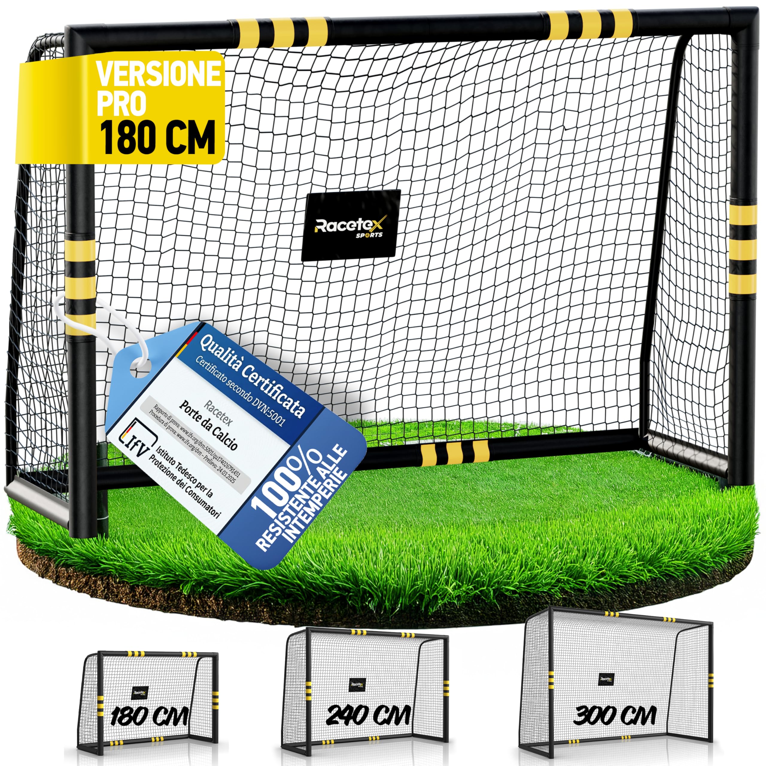 Porta Da Calcio KESSER 240cm Con Parete - Telaio Acciaio Imbottito Per