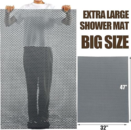 Miniatura 3 de HOMBYS Tapete de ducha extragrande de 47 x 32 pulgadas para ducha, tapete de baño antideslizante, accesorios de baño, tapetes de PVC para ducha y