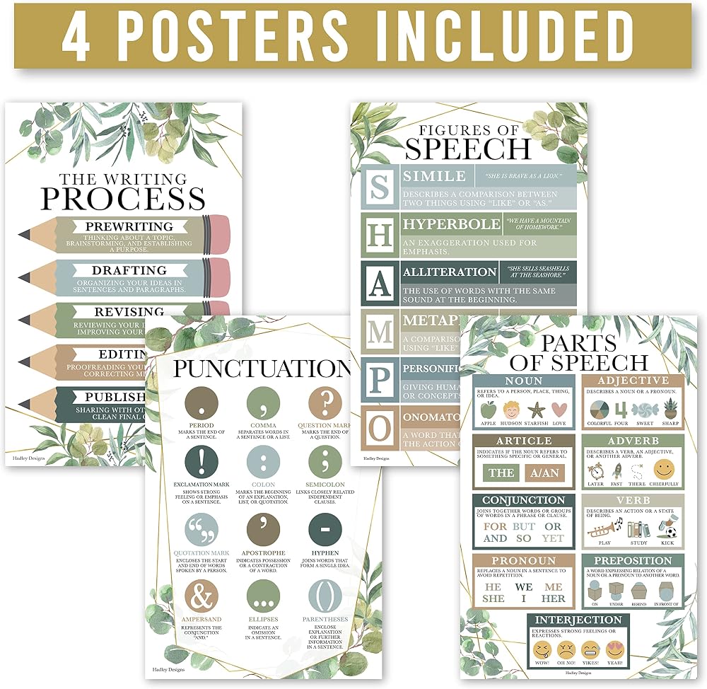 Hadley Designs Parts of Speech Posters For Classroom Sri Lanka | Ubuy