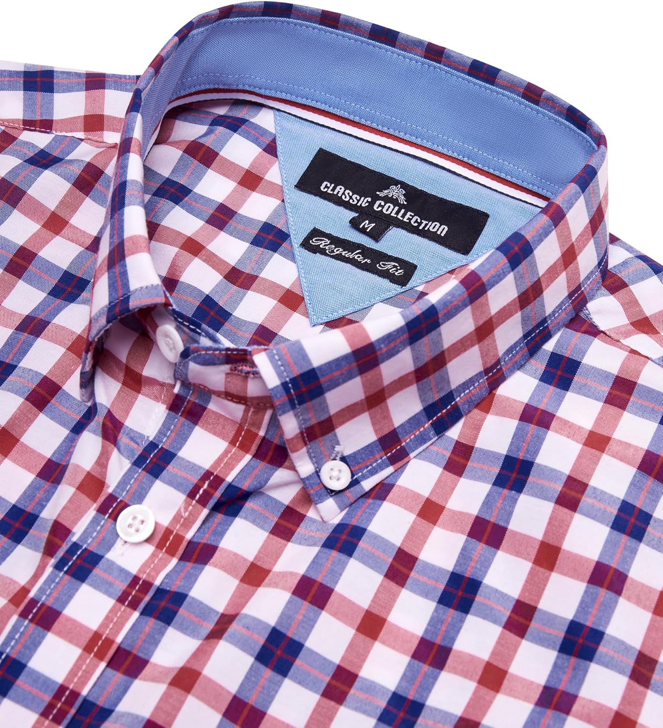 Alimens & Gentle Mens Plaid Short Sleeve Button Down Shirts Cotton Regular Fit Casual Gingham Shirts - Image 3