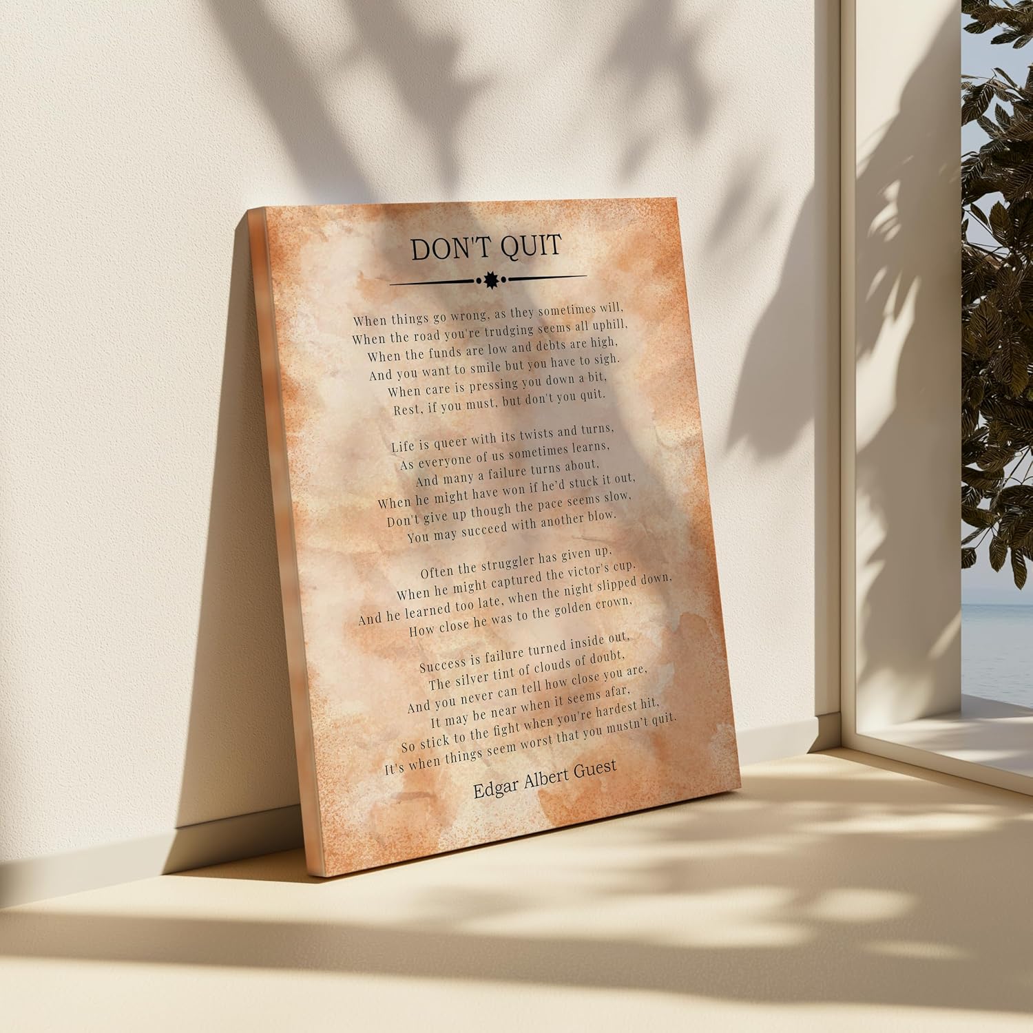 Poster Master Edgar Albert Guest Canvas - Don't Quit Print - Don't Quit Poem Art - Poetry Art - Inspiring Gift for Him, Her, Student - Motivational Decor for Classroom, Dorm - 8x10 STRETCHED Canvas
