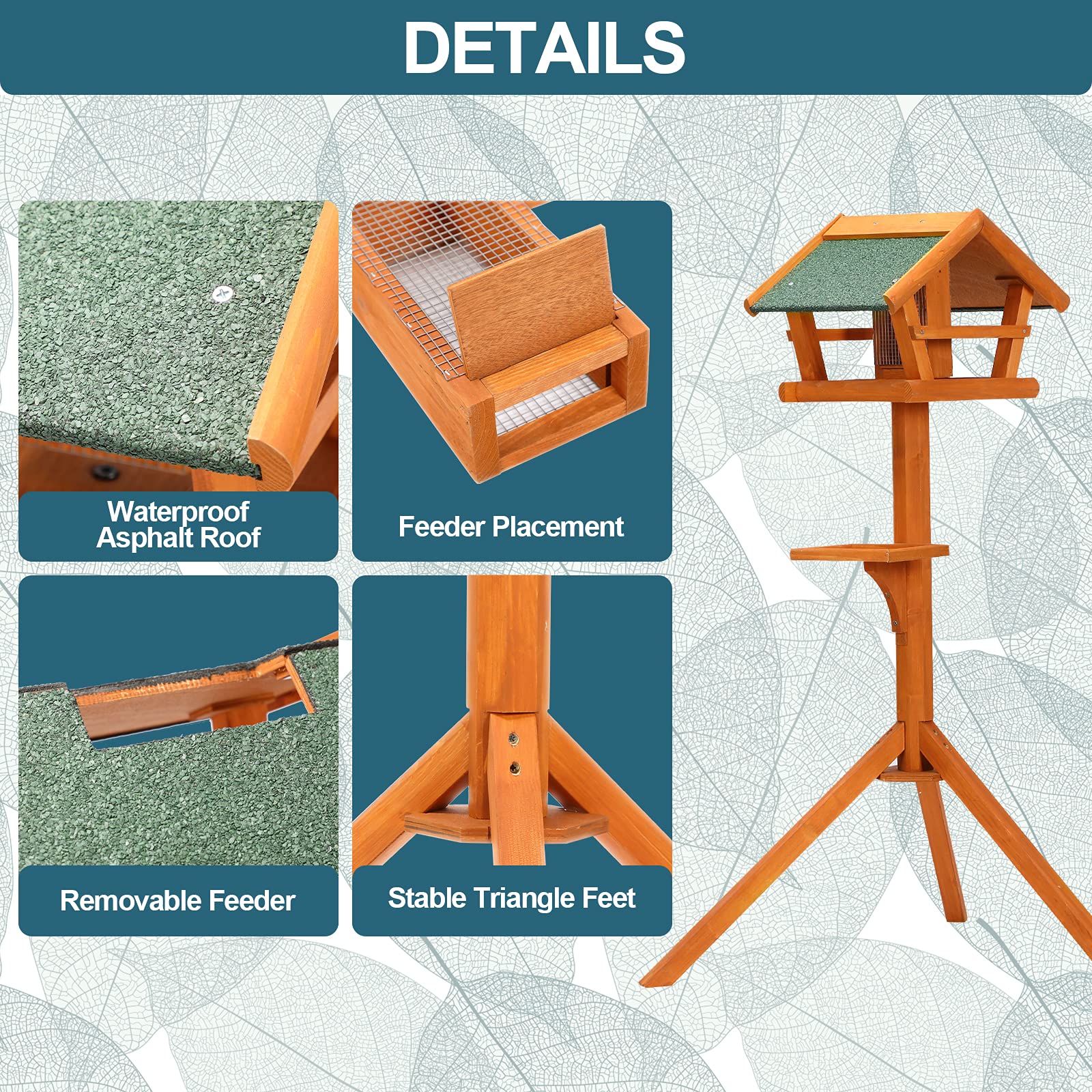 Buy Petsfit Bird Tables for The Garden,Easy to Assemble Wooden Bird