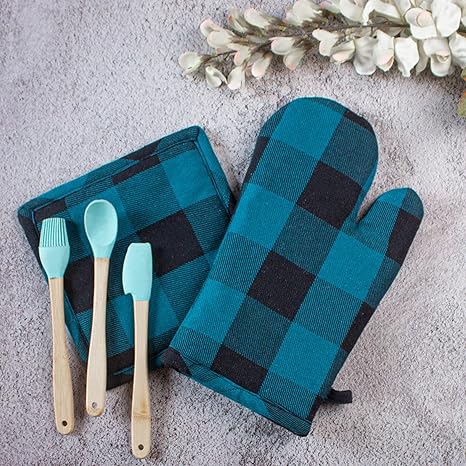 PIXEL HOME DECOR Thick?Padded Heat Resistant Oven Glove with Pot Holder Uniball