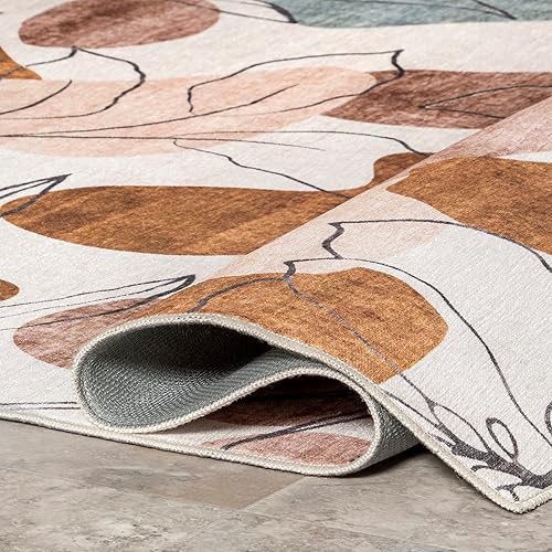 Miniatura 6 de nuLOOM Deisy - Alfombra abstracta con diseño floral lavable a máquina, para interiores y exteriores, 4 x 6, multicolor