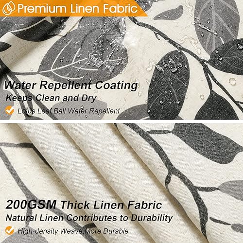 Miniatura 5 de Cortina de ducha de lino de 84 pulgadas, cortina de ducha de tela azul y gris, cortina de ducha de tela azul con forro lavable, cortinas de ducha de