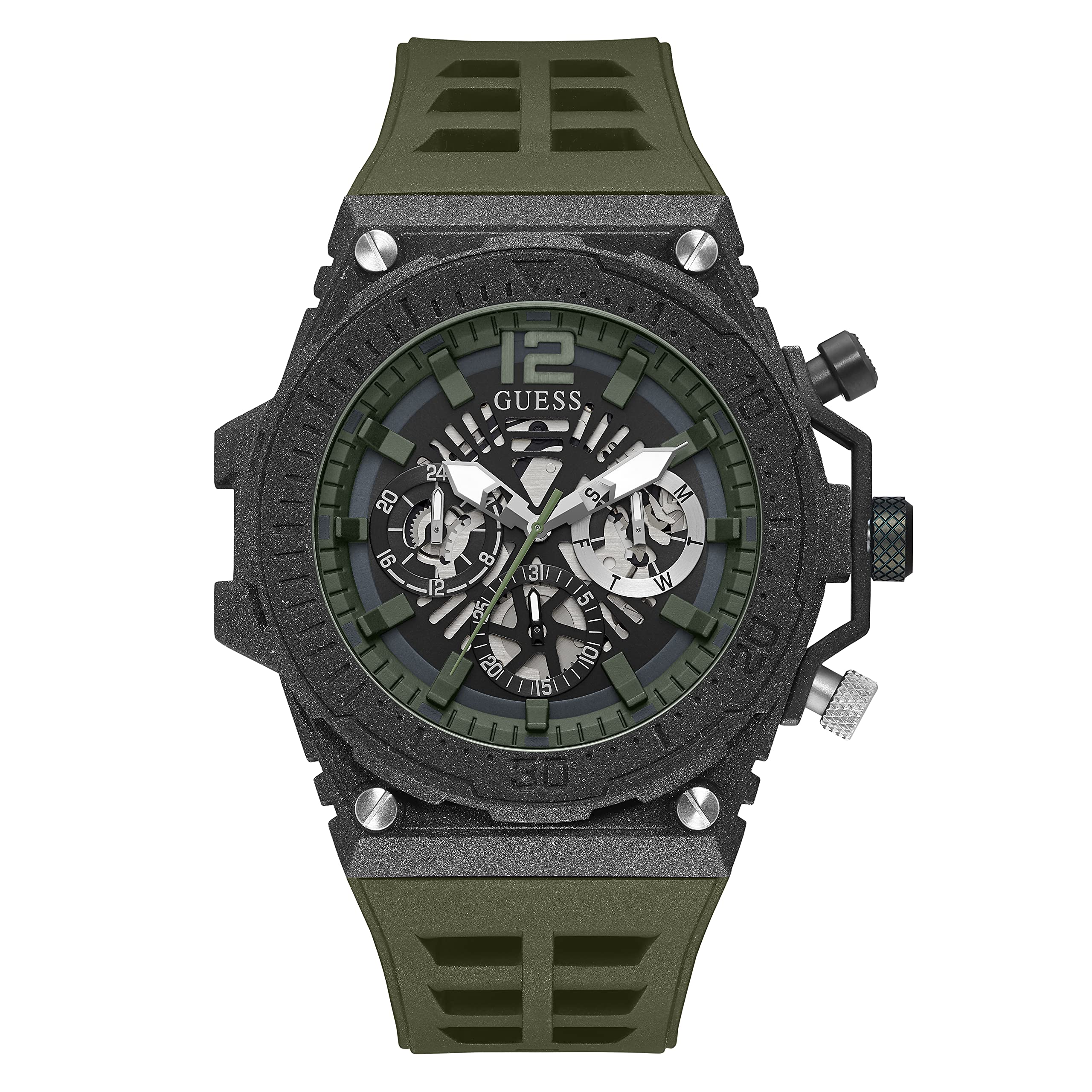GUESS 48mm Multifunction Skeletonized Watch