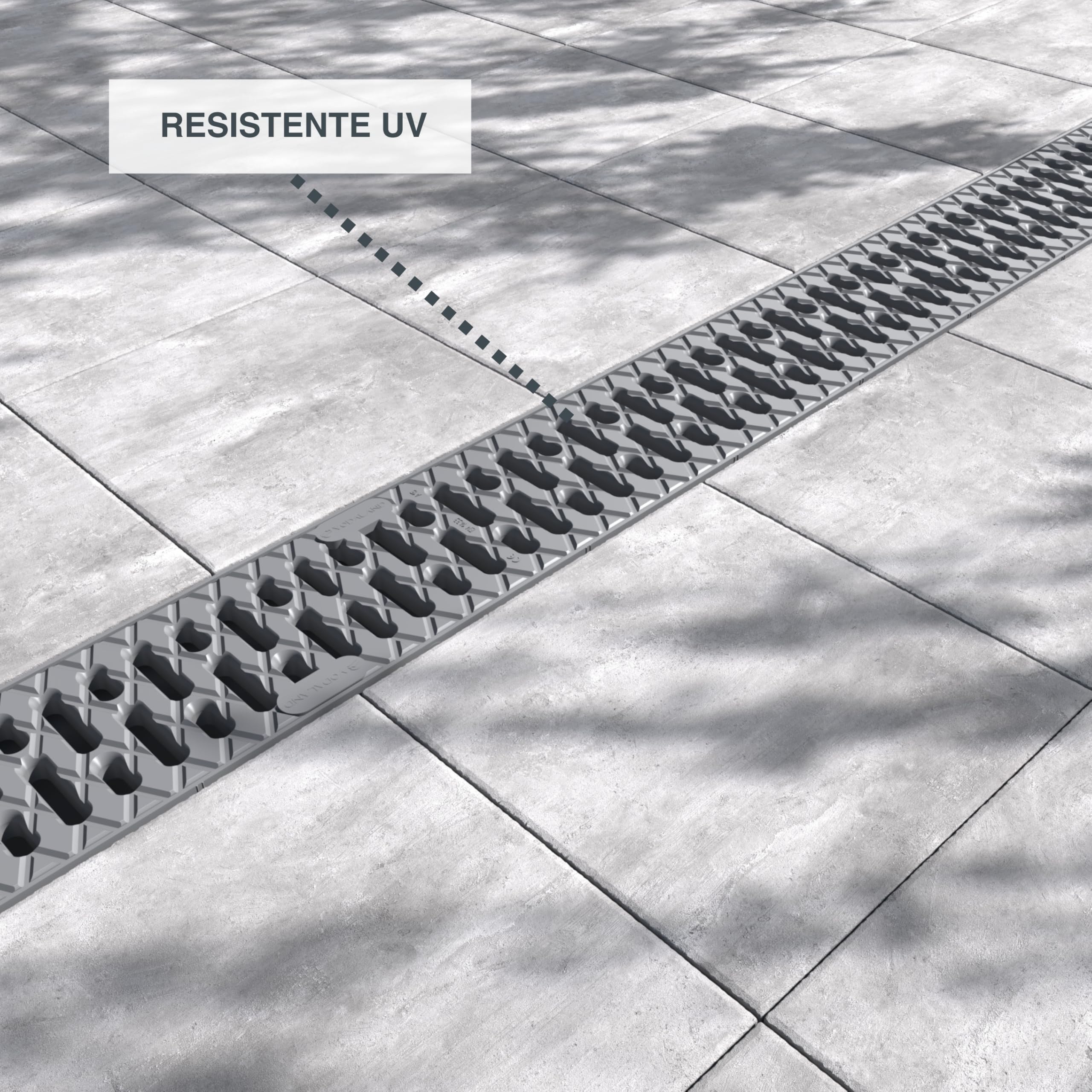 VODALAND EASY LOW – Canaleta de Drenaje con Rejilla de Plástico Gris | Perfil Bajo 40 mm | Clase A15 (hasta 1.500 kg) | Drenaje Discreto en Terrazas, Patios y Espacios Exteriores - Kit de 3 metros