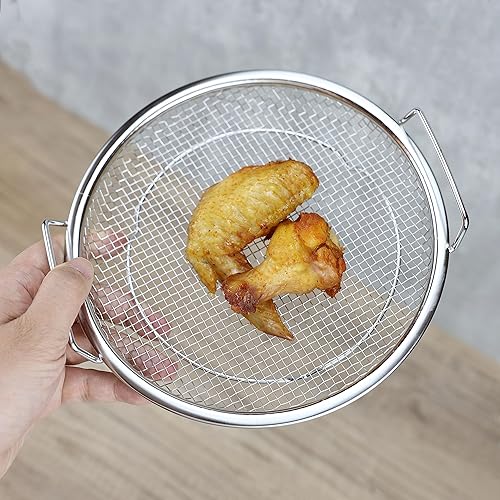 Miniatura 7 de EIKS Paquete de 2 cestas redondas de acero inoxidable para tostar, cocinar al vapor, enfriar, 8 pulgadas de diámetro