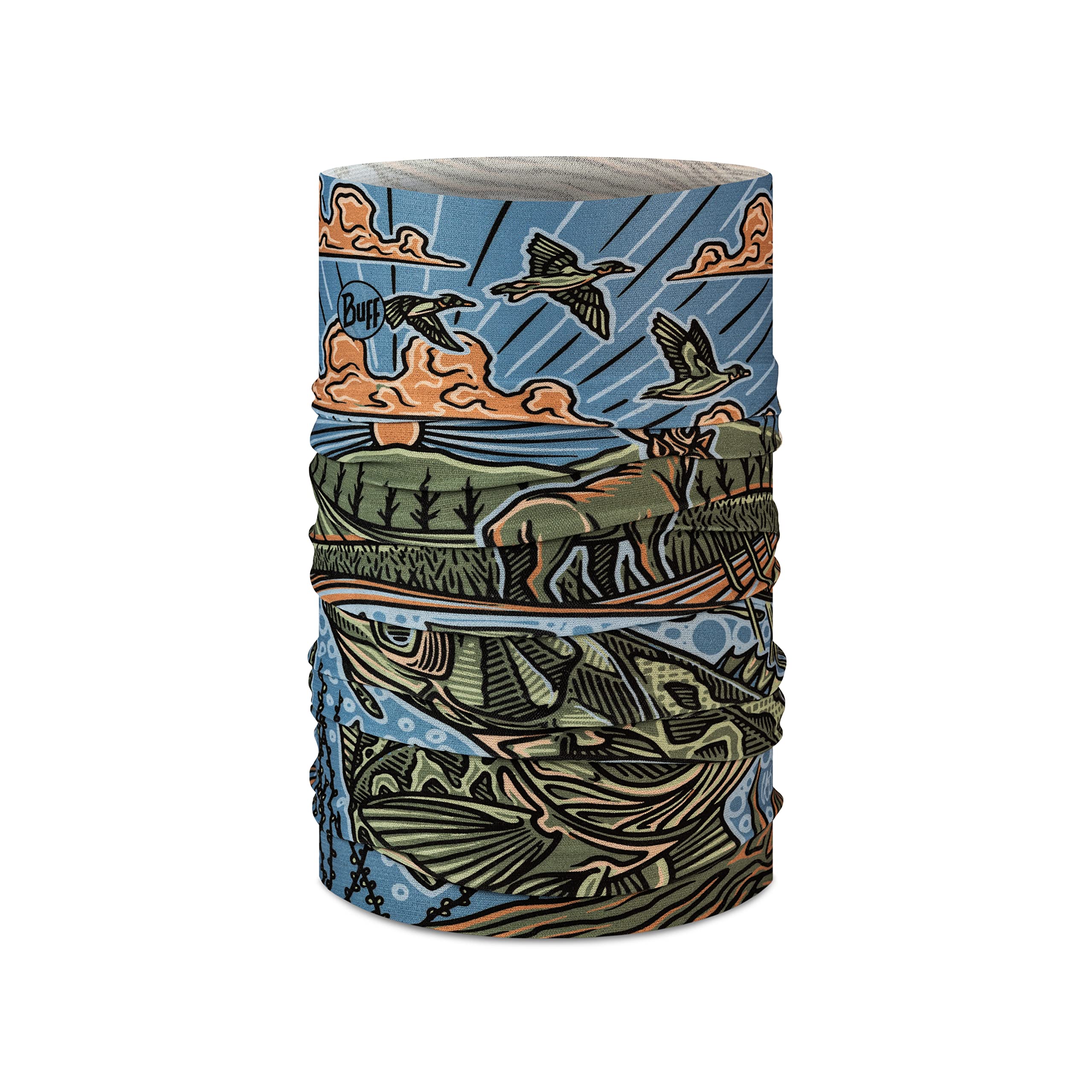 BUFF CoolNet UV Neck Gaiter, UPF 50 Sun Protection, Breathable, Versatile, Quick Dry Face Mask, Fishing Designs, Adult Size