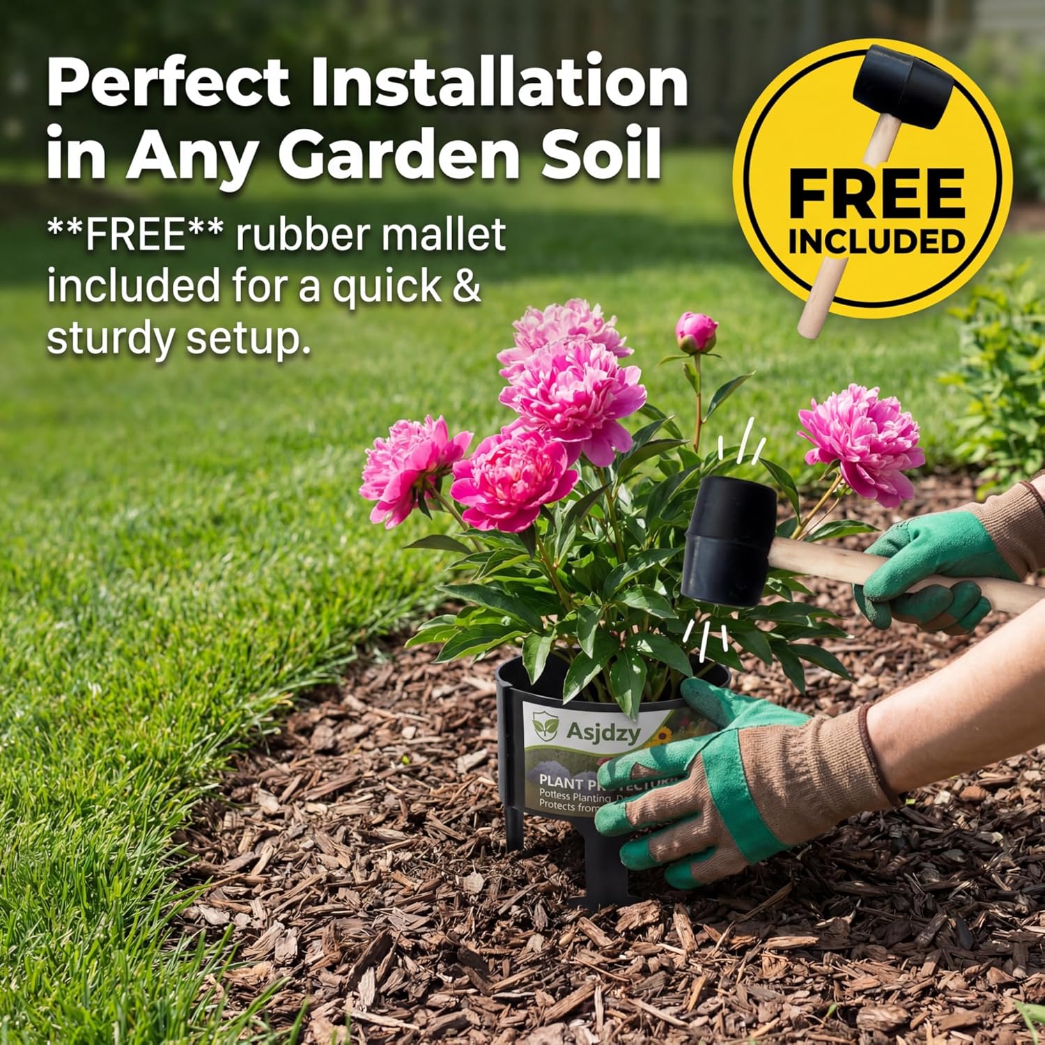 Plant Protector, Interlocking Design, Durable PP Material, Mower & Trimmer Proof, 7.5 Inch Width, 17.7 Inch Length 3 PCS