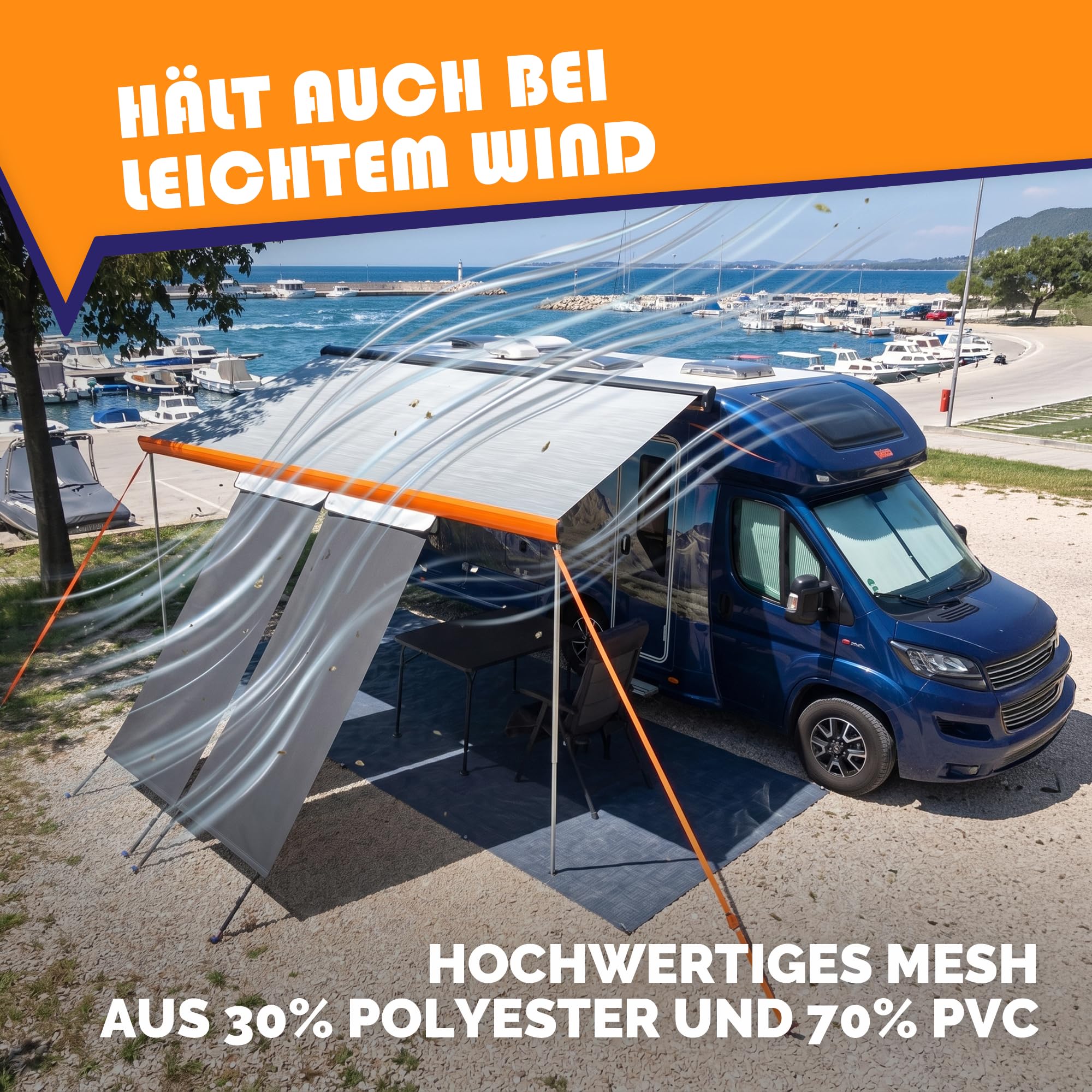Peggy Peg SunBreak Sonnenblende, schwarz, 1,10 m, für Kederleiste | Luftdurchlässiger Sicht- & Sonnenschutz, modular erweiterbar, stufenlos verstellbar, inkl. Schutzhülle & Abspannset