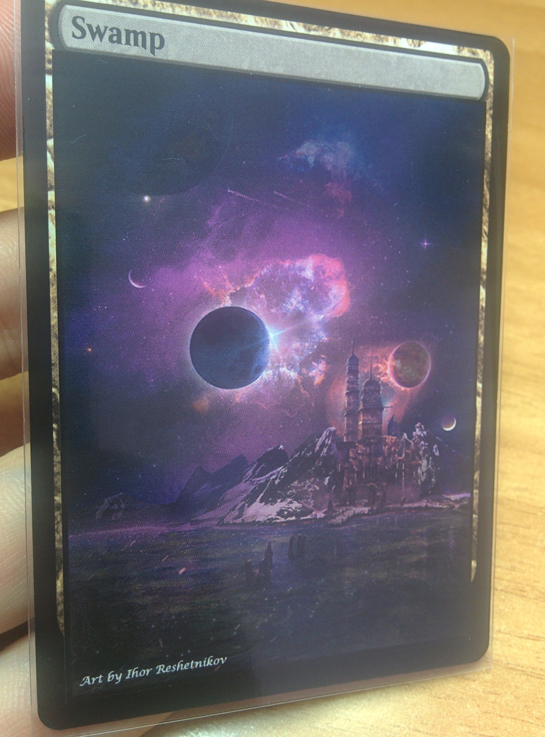 3X Swamp #7 Extended Textless Full Art Custom Altered Basic Land