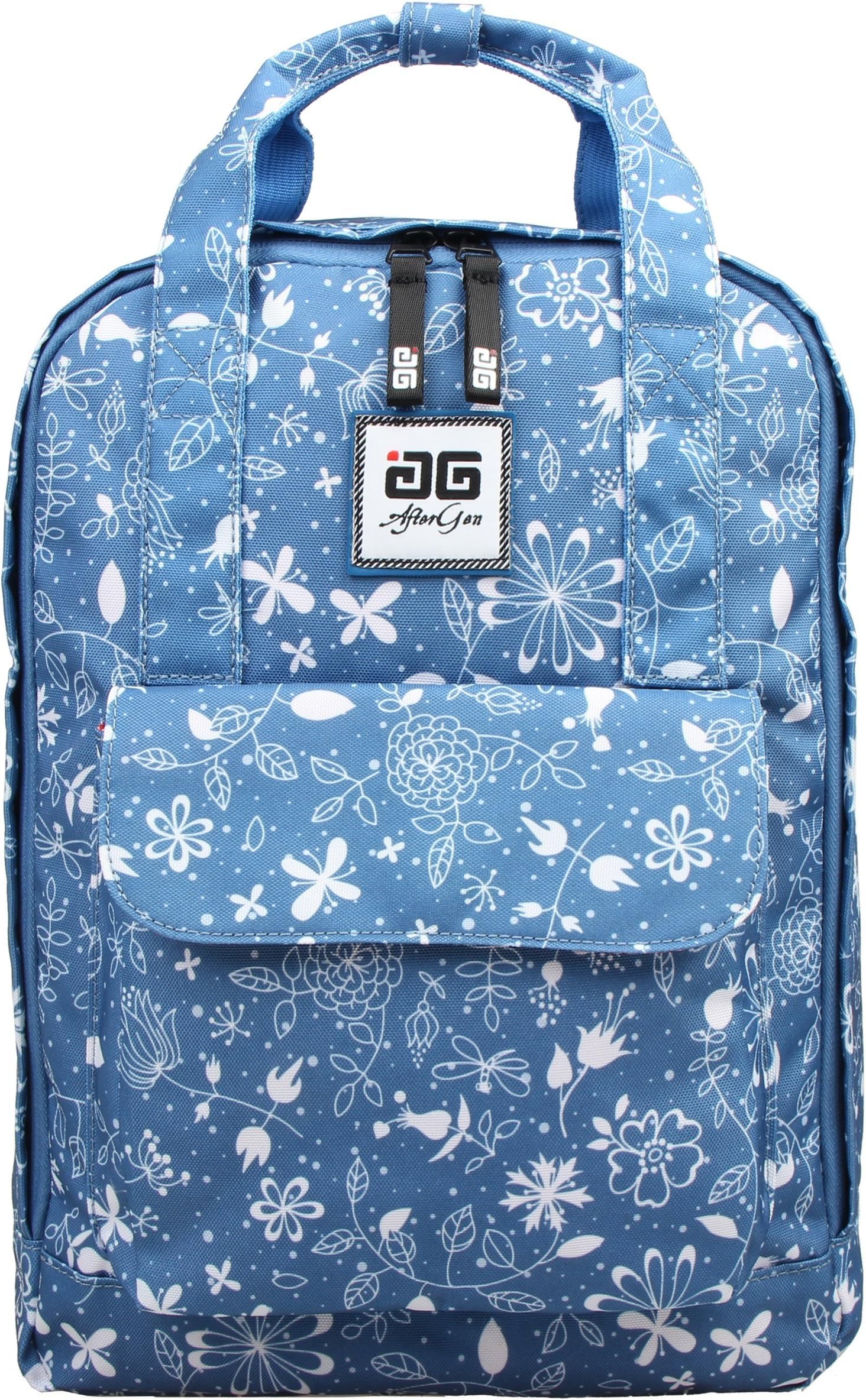 Aftergen Caroline Backpack, Back to School Laptop, Lightweight, Flower, Blue