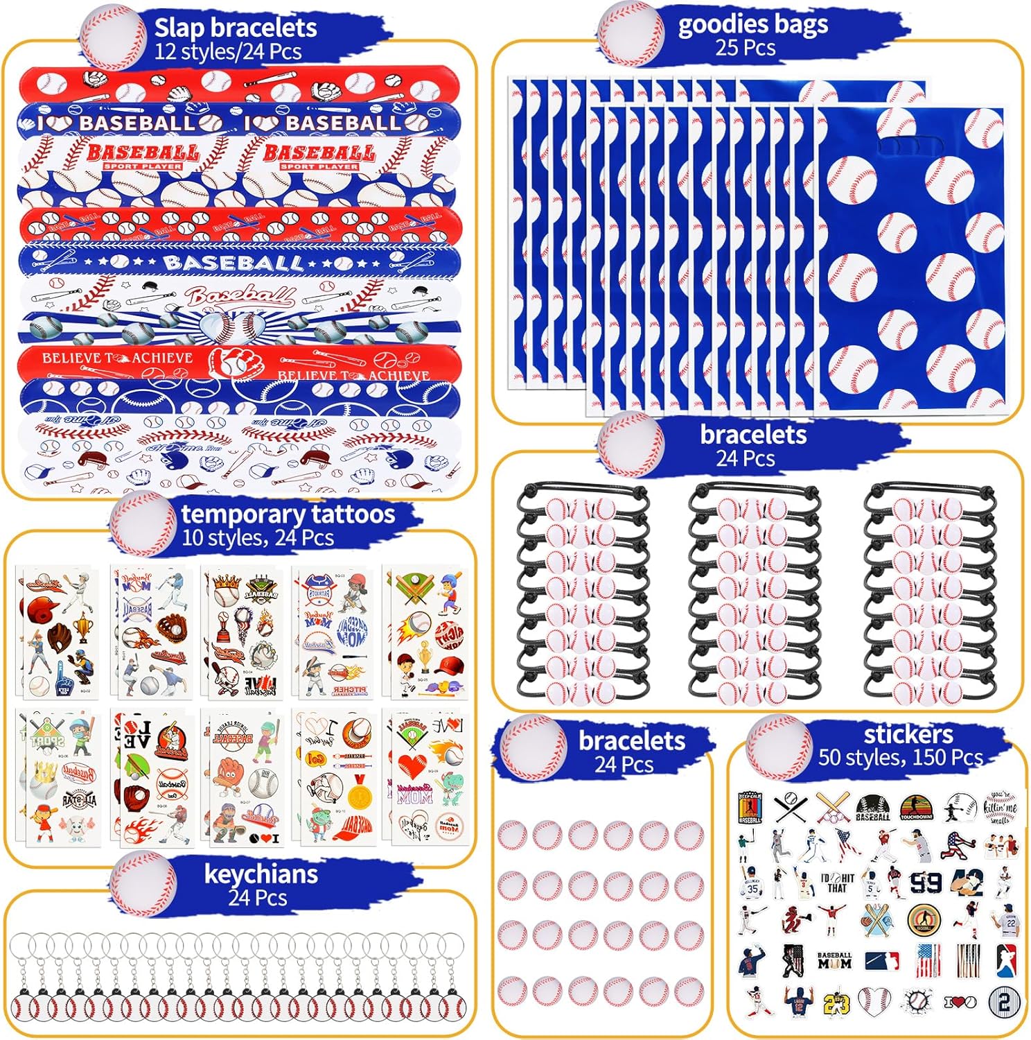 Kolewo4ever 294 Pieces Baseball Party Supplies Baseball Themed Birthday Gift Goodie Bags for Sports Party Supplies - Image 3