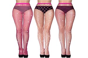 Shimmering Rhinestone Fishnets for a Dazzling Plus-Size Look