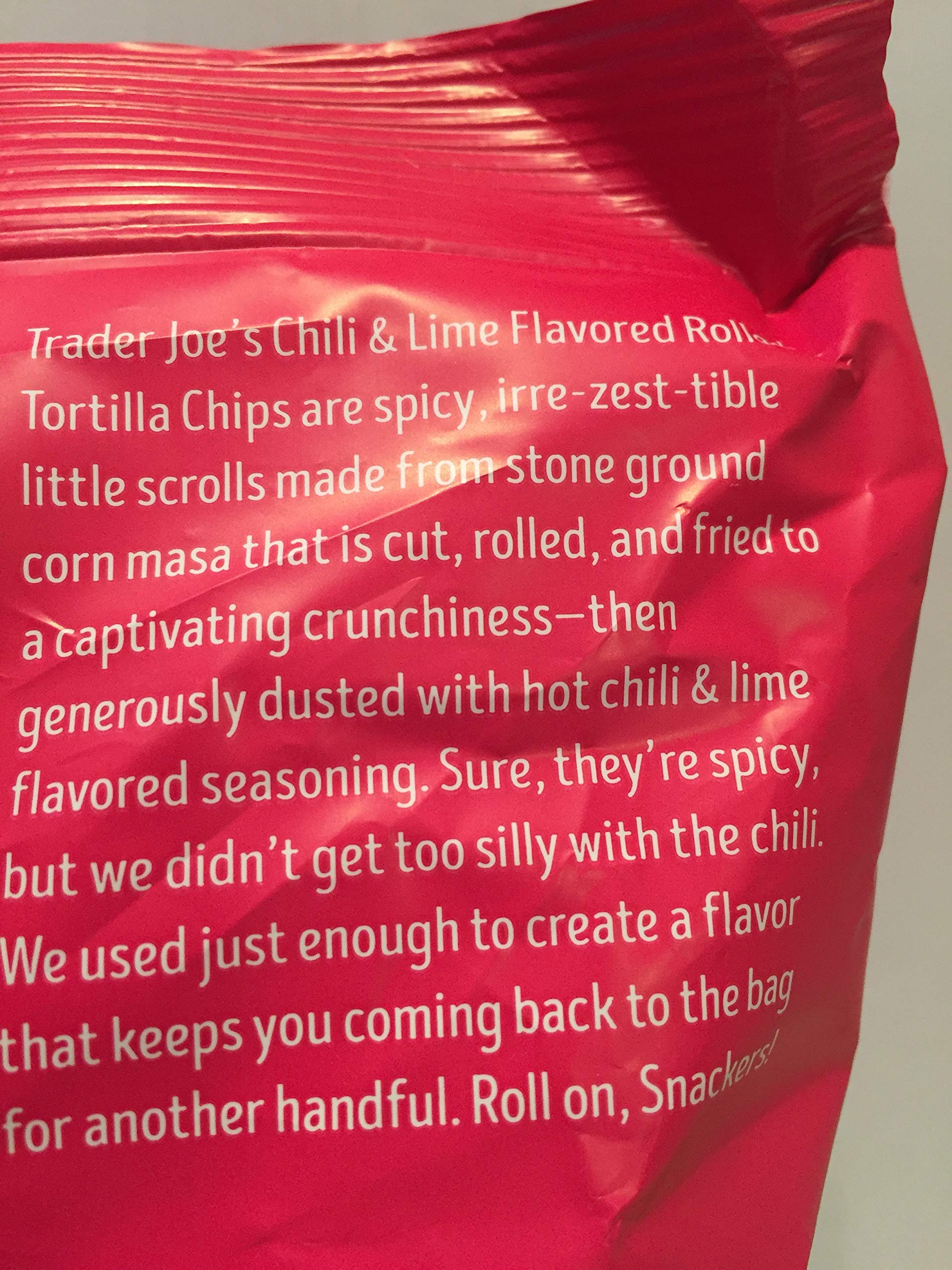 Trader Joe's Rolled Corn Tortilla Chips Chili & Lime Flavored