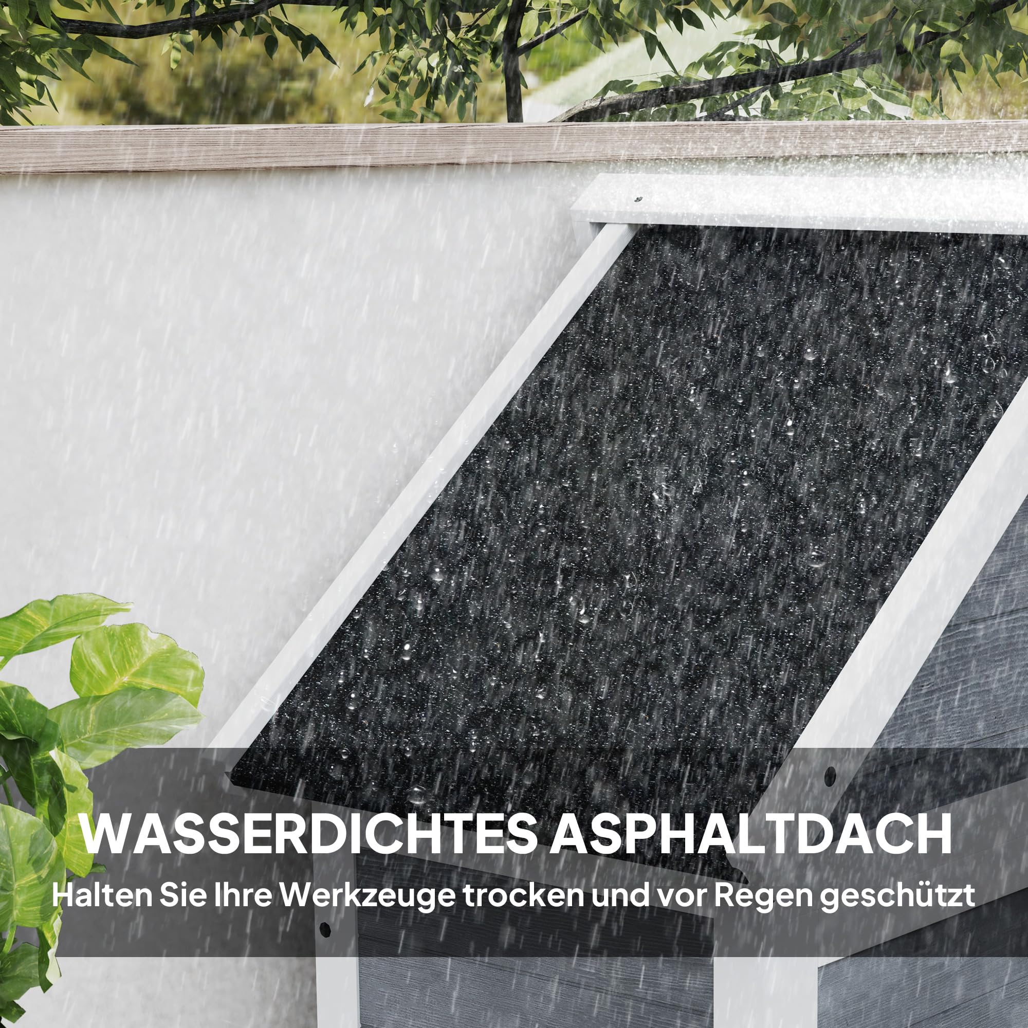 Outsunny 2 in 1 Gartenschrank Holz mit Satteldach 89x51x182cm Hellgrau | Geräteschrank, Geräteschuppen mit Aufbewahrungsschrank Ablage, Abschließbar Tür, Wetterfest Gerätehaus Für Terrasse, Garten