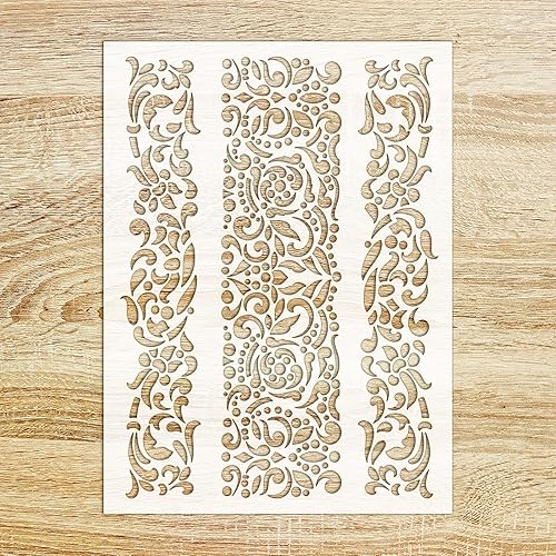 Plantilla decorativa floral victoriana FLONZ de 6 x 8 pulgadas, plantilla decorativa para pintura de pared, álbumes de recortes y decoración de
