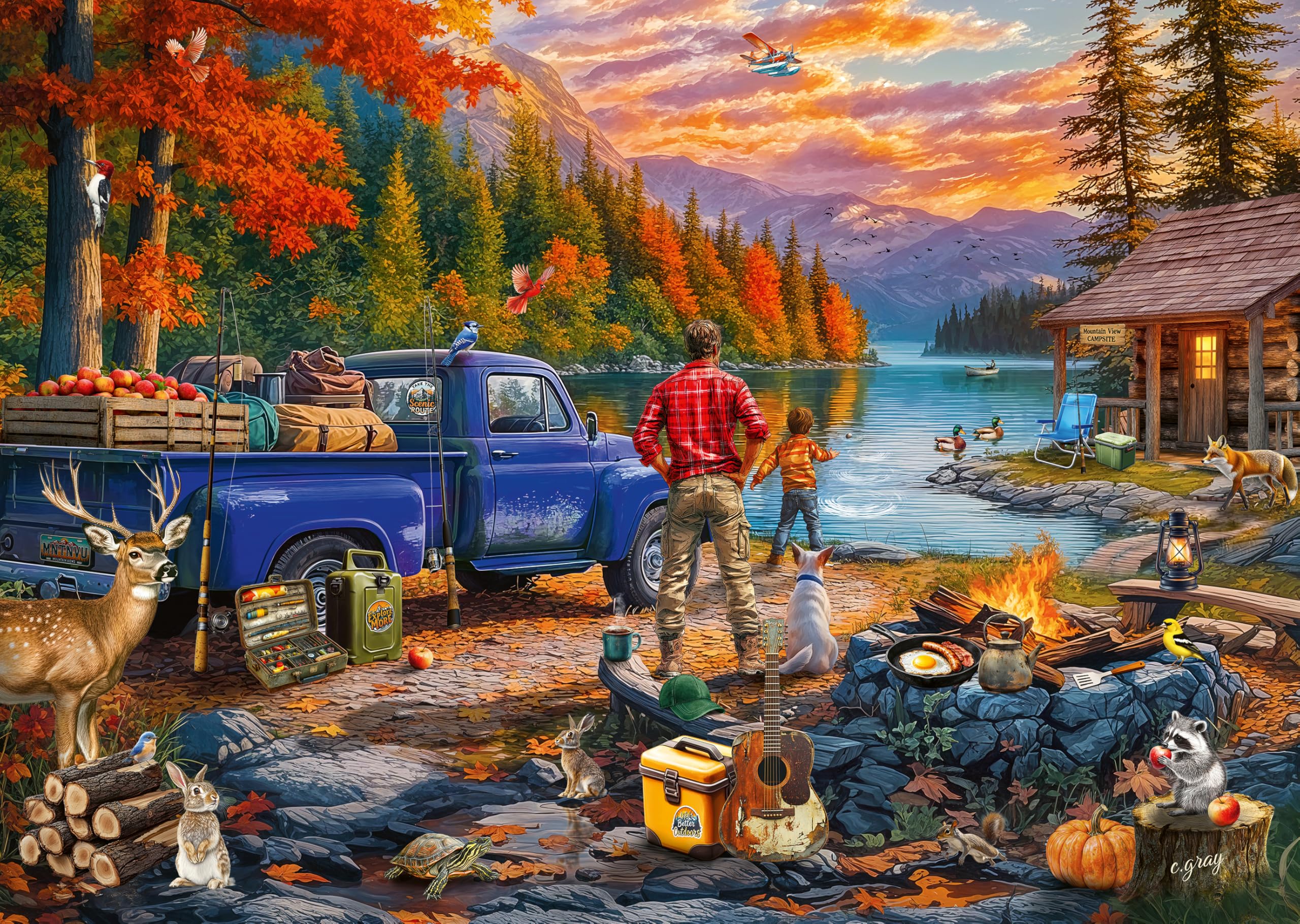 Ravensburger Sunset Lake 300 piece extra large scenic jigsaw puzzle