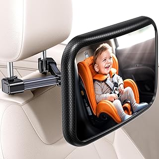 GUSGU Baby Car Mirror with Eco-Friendly material,360° Car Seat Mirror Rear Facing Infant,Adjustable Car mirror for Baby,Wide Crystal Clear View,Shatterproof & Easy Assembled,Crash Tested