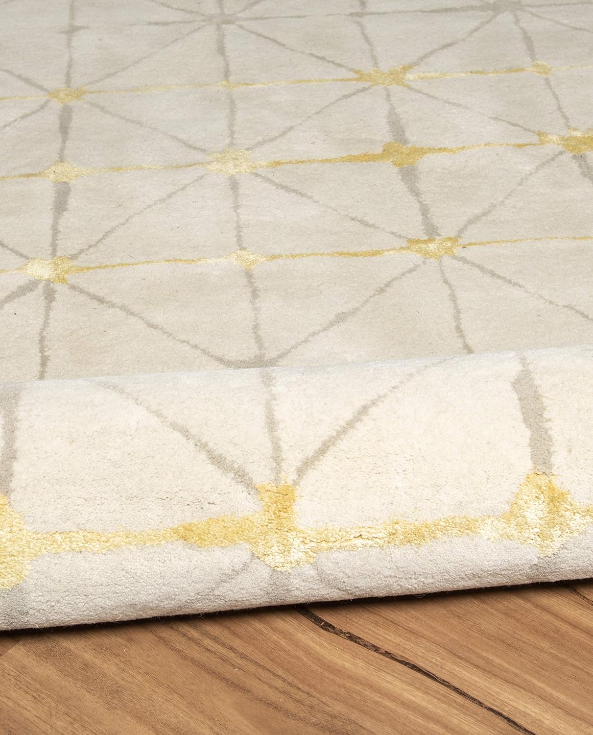 Linon RUGAE0881 Aspire Collection Aspire Wool Pane Off-White/Gray 8x11, Off/White, 8'X 11'