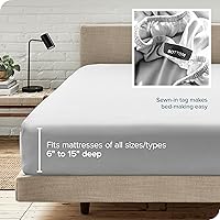 Vista 180 de Bare Home - Sábana bajera de microfibra 1800 muy suave y duradera, para colchones altos tamaño individual, color gris pardo