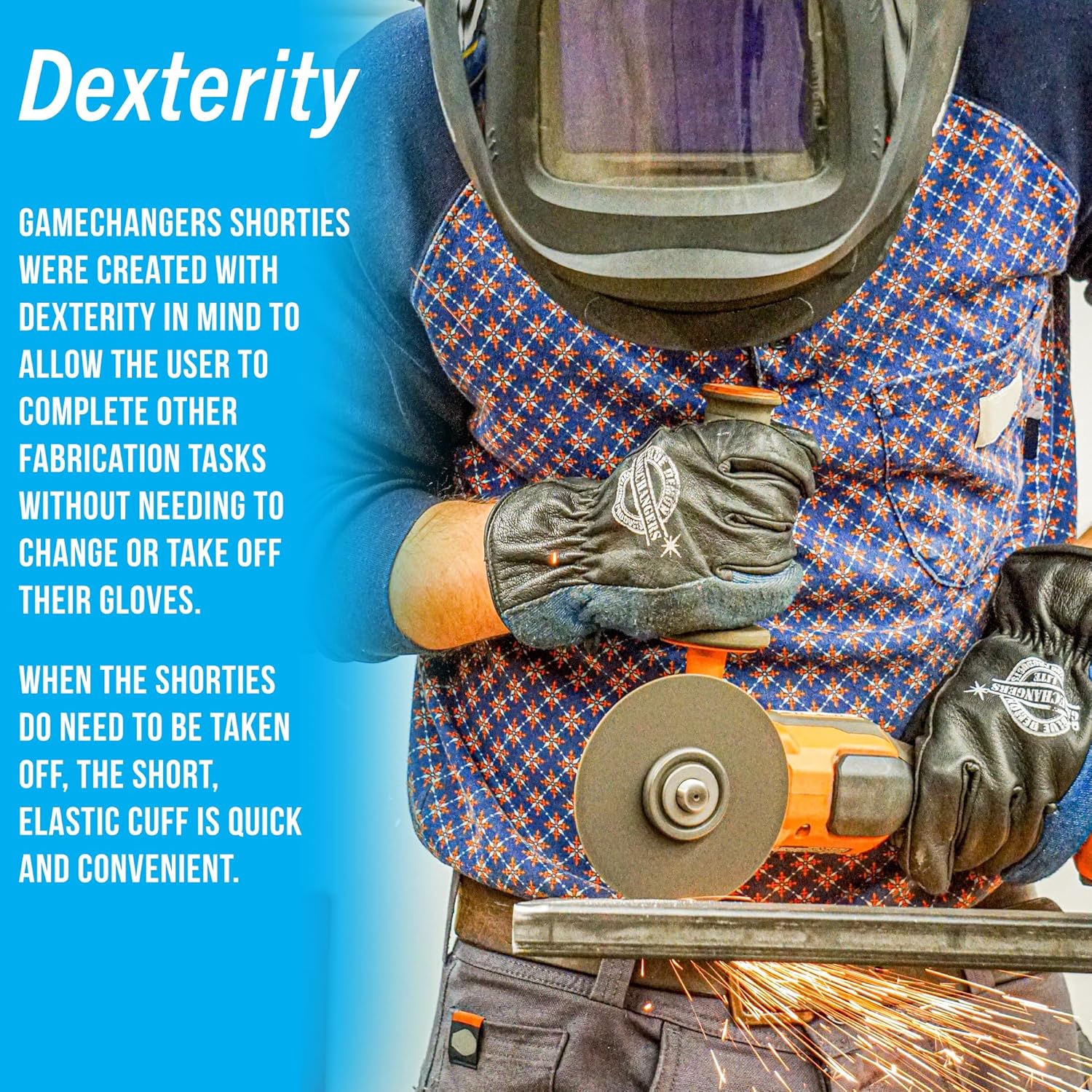 Blue Demon Gamechanger Shorties welding gloves, kagan extreme heat protection, excellent dexterity, premium leather, Small