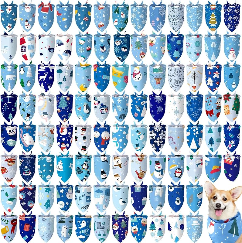 Bandanas para Cães Huhumy com Estampa de Inverno em Poliéster, 100 Unidades