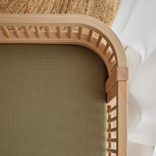 Miniatura 8 de Sábanas bajeras de muselina súper suaves para cuna de bebé para niños y niñas, tamaño estándar para colchón de cuna de 28 x 52 pulgadas, fabricadas