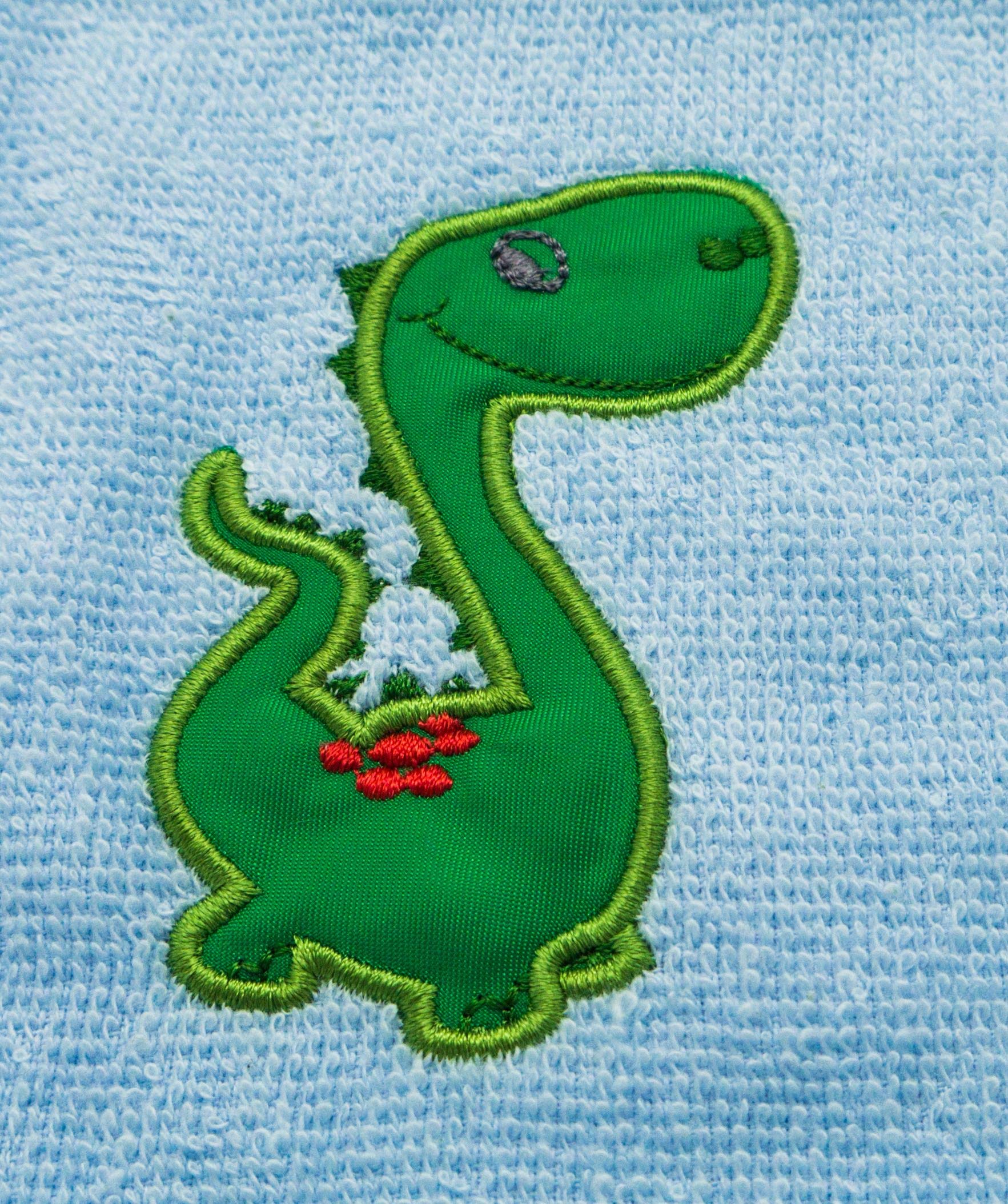 Lex's Linens Kinder-Waschlappen Set - 2 Stück, Bestickt (Dinosaurier & Rakete), 100% Baumwolle