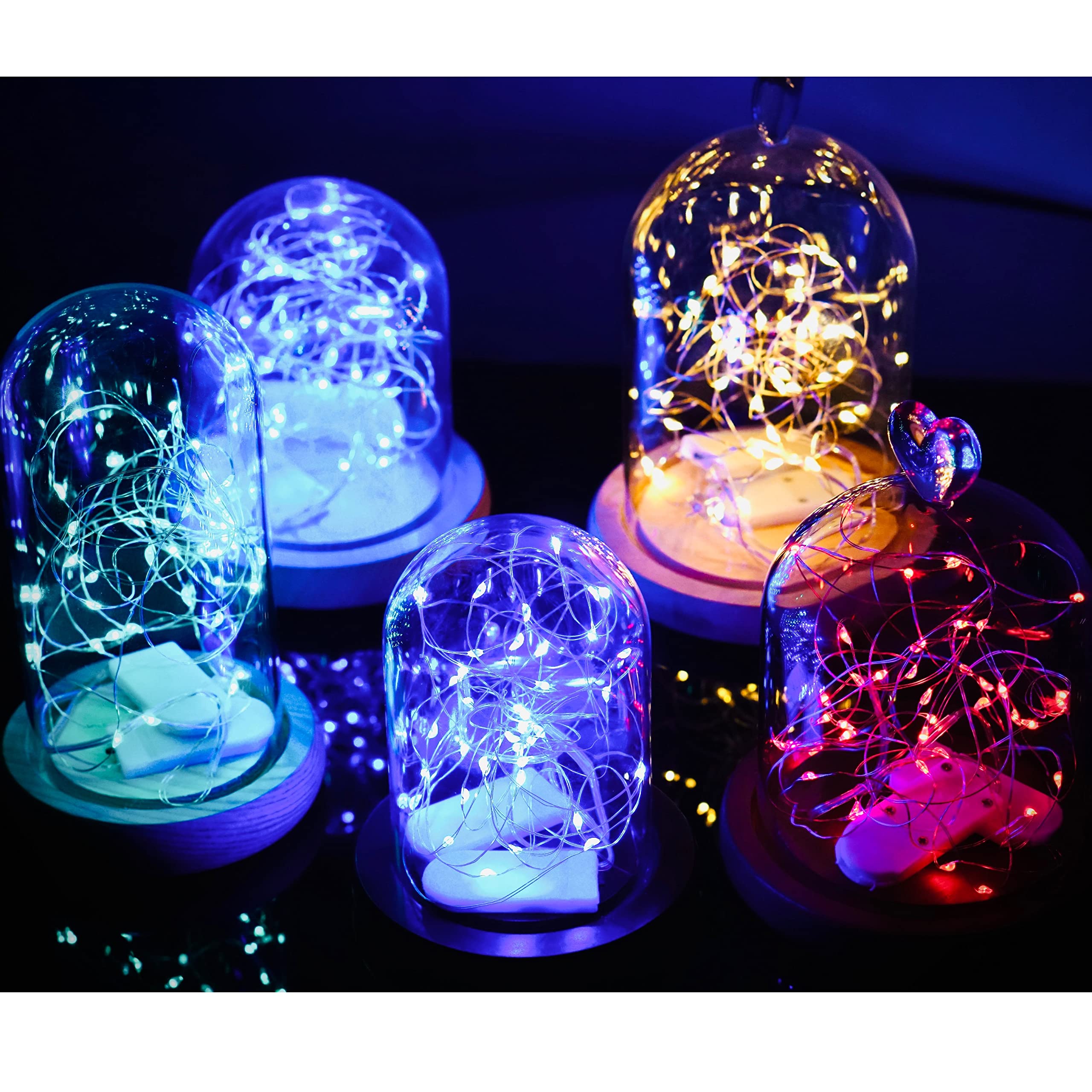 Lichterkette, 20 LEDs, batteriebetrieben, silberfarben, Kupferdraht, Sternenlichterkette, für DIY, Party, Weihnachten, Kostüm, Hochzeit, Ostern, Tischdekoration (mehrfarbig)