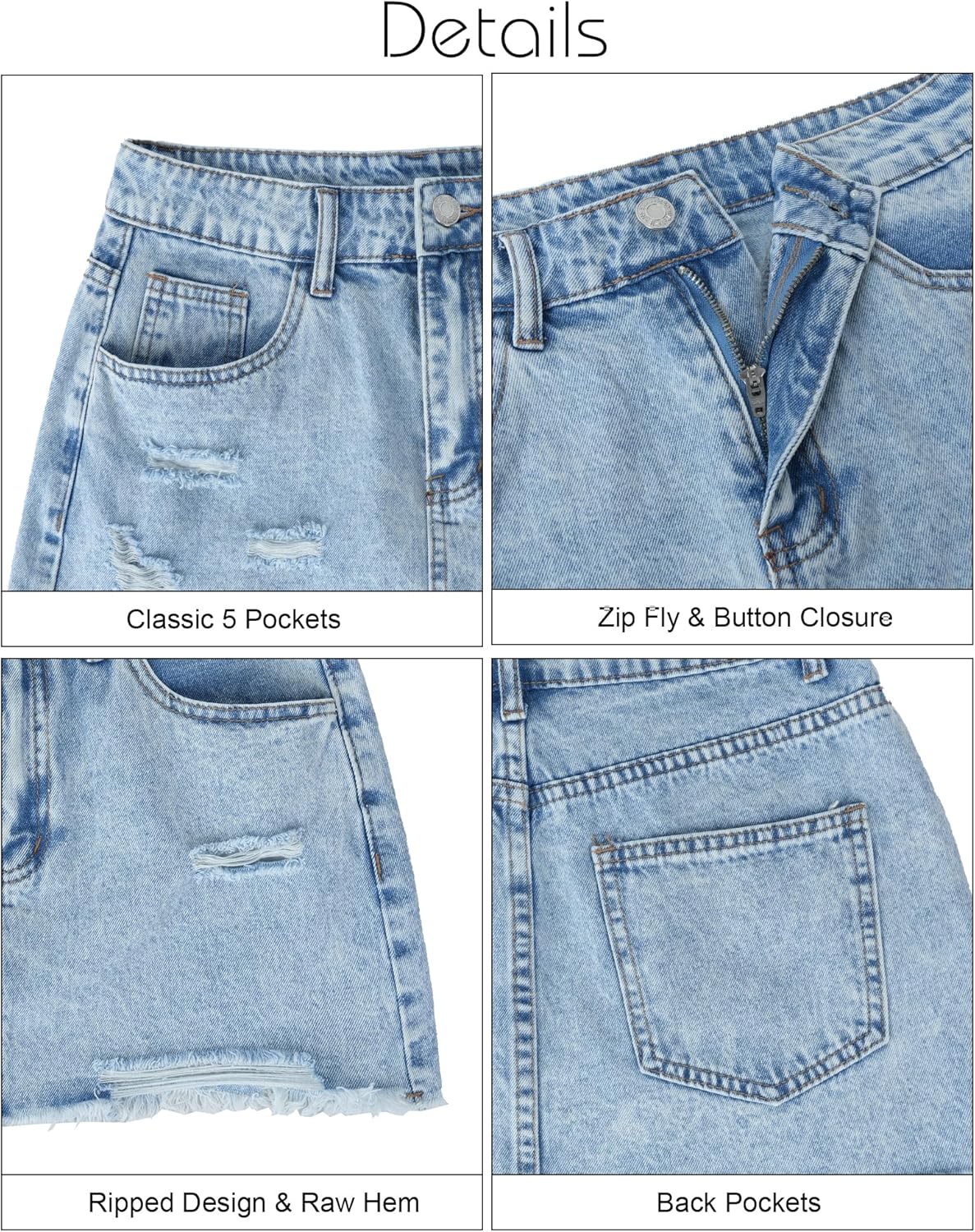 Y2K Low Rise Denim Mini Skirt for Women Distressed Raw Hem Light Wash 2000s Vintage A-Line Short Skirts Non-Stretch - Image 6