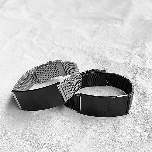 Miniatura 2 de QINGDUO - Pulsera de acero inoxidable pulido con grabado gratuito de identificación de alerta médica, identificación de alergia a alimentos y