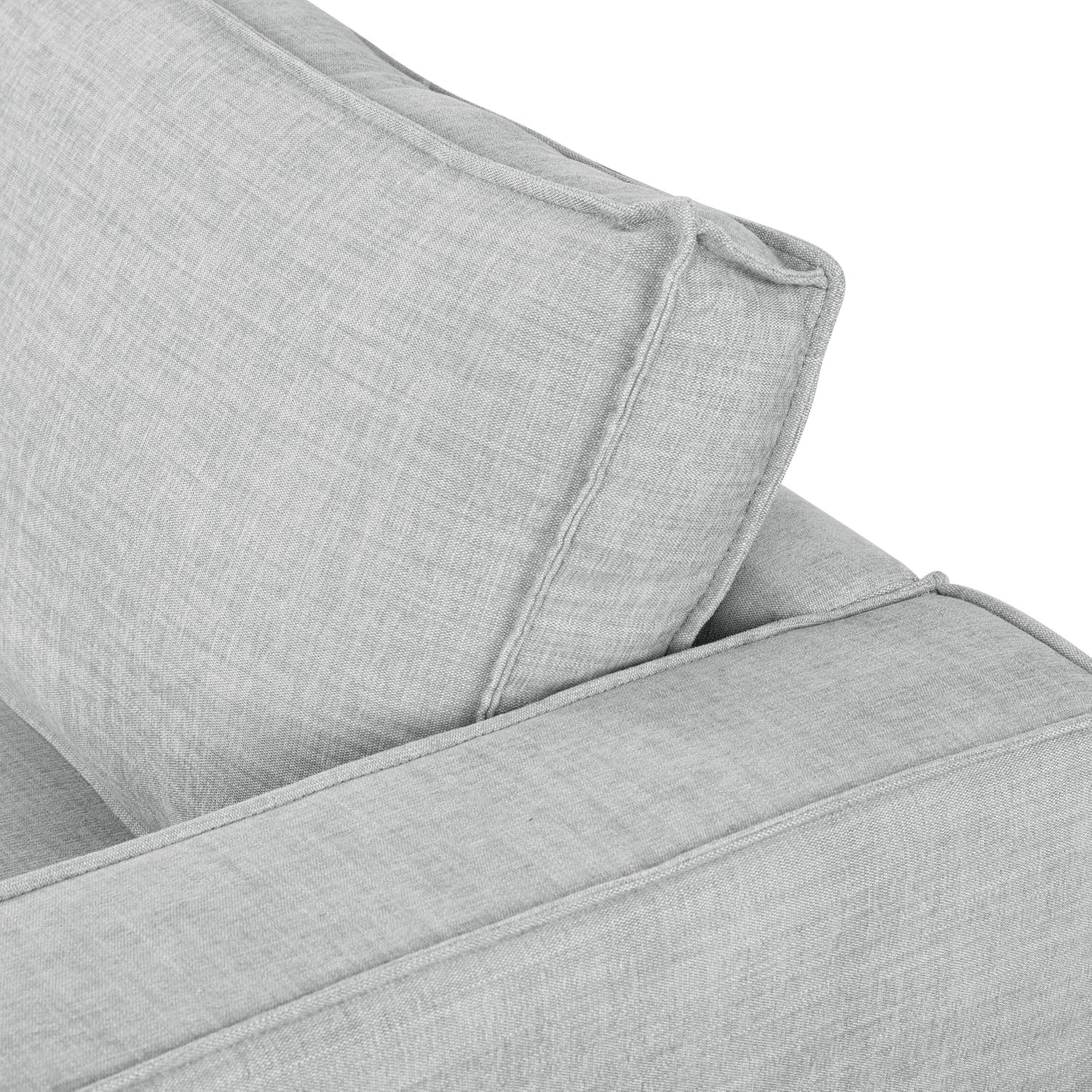 SAFAVIEH Couture Collection - Kalyna 3.5 Seater Sofa – Light Grey, Modern Upholstered Polyester Fabric Couch with Square Arms & Tapered Legs (SFA2007C)