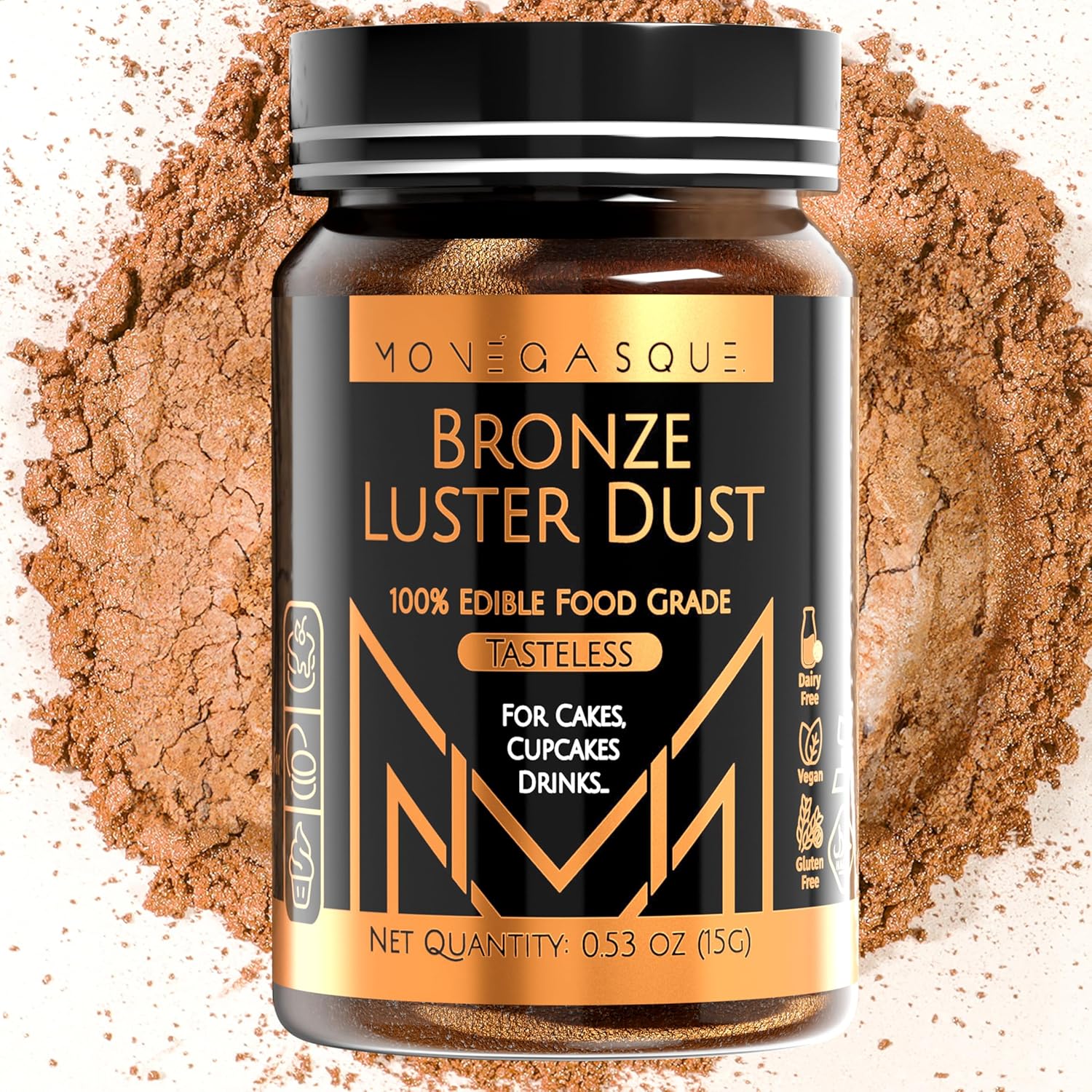 MONÉGASQUE Bronze Edible Lustre Dust for Drinks & Desserts 15g Food