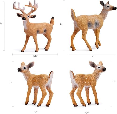Miniatura 2 de Gemini&Genius Figuras de ciervos de cola blanca con cachorro, 4 juguetes de animales de bosque de la familia de renos, ideales para recuerdos de