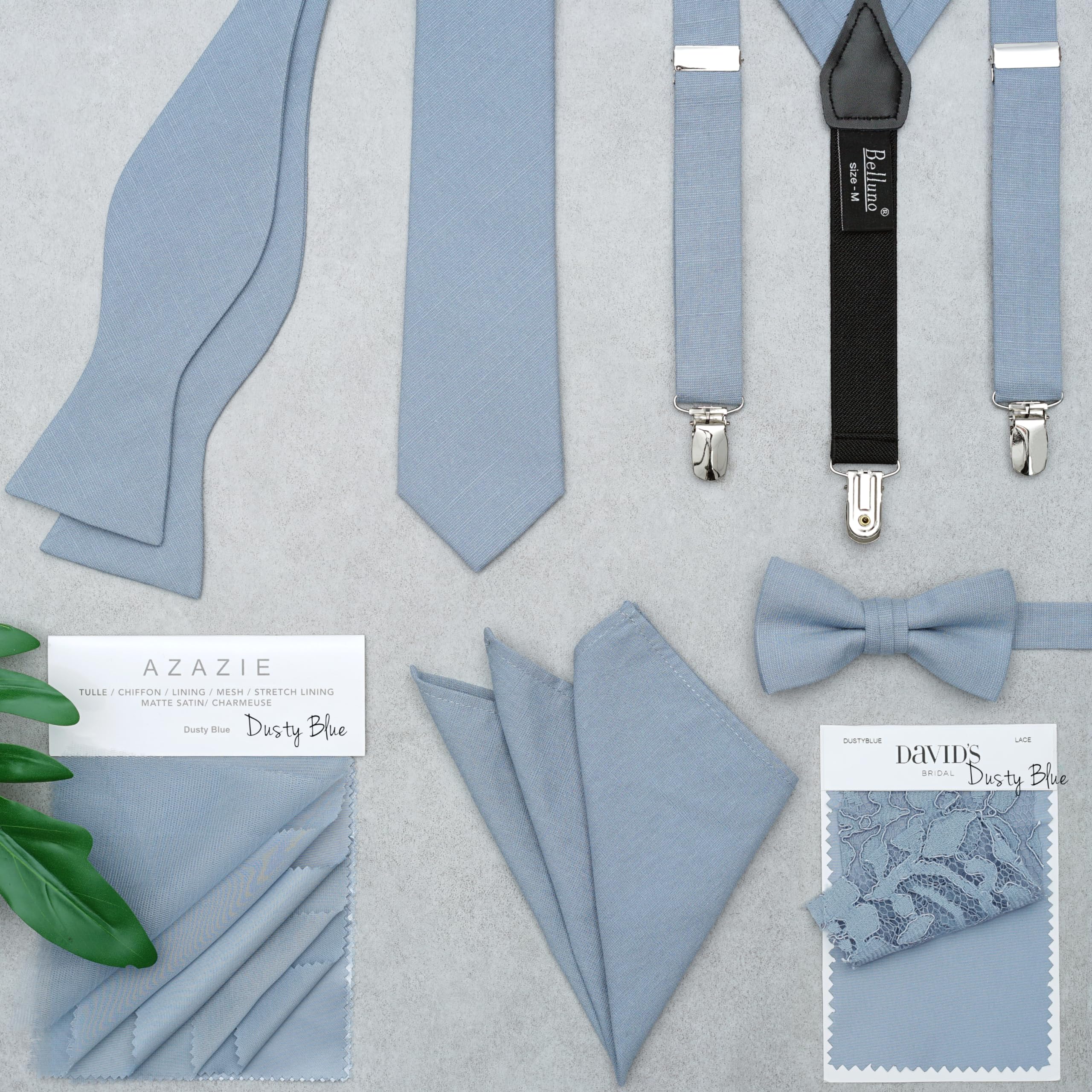 Corbatas ajustadas para hombre, mezcla de lino y algodón, corbatas sólidas de 2.5 pulgadas, 35 azul polvoriento 4