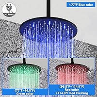 Vista 4 de SKOWLL Sistema de grifo de ducha de baño, montaje en techo, juego de cabezal de ducha LED de 12 pulgadas con válvula mezcladora de ducha de 2